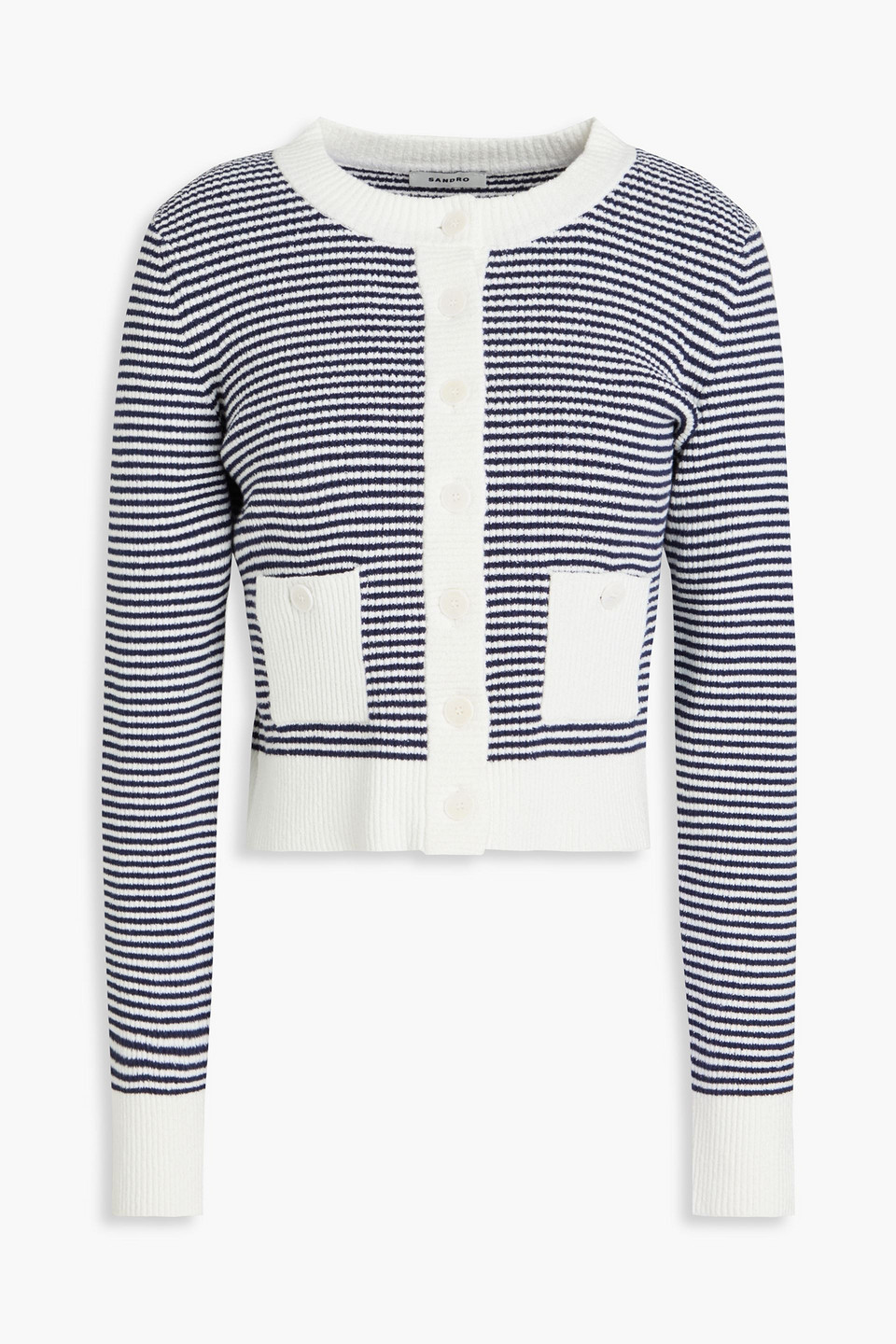 Sandro Gestreifter Cardigan In Marineblau