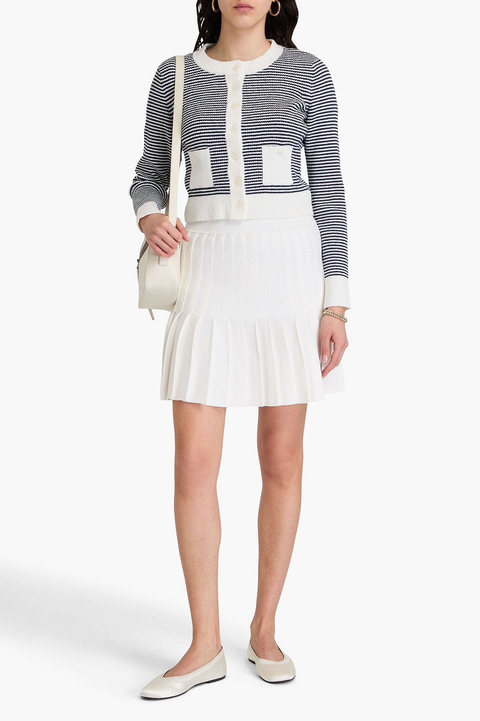 Sandro Gestreifter Cardigan In Marineblau