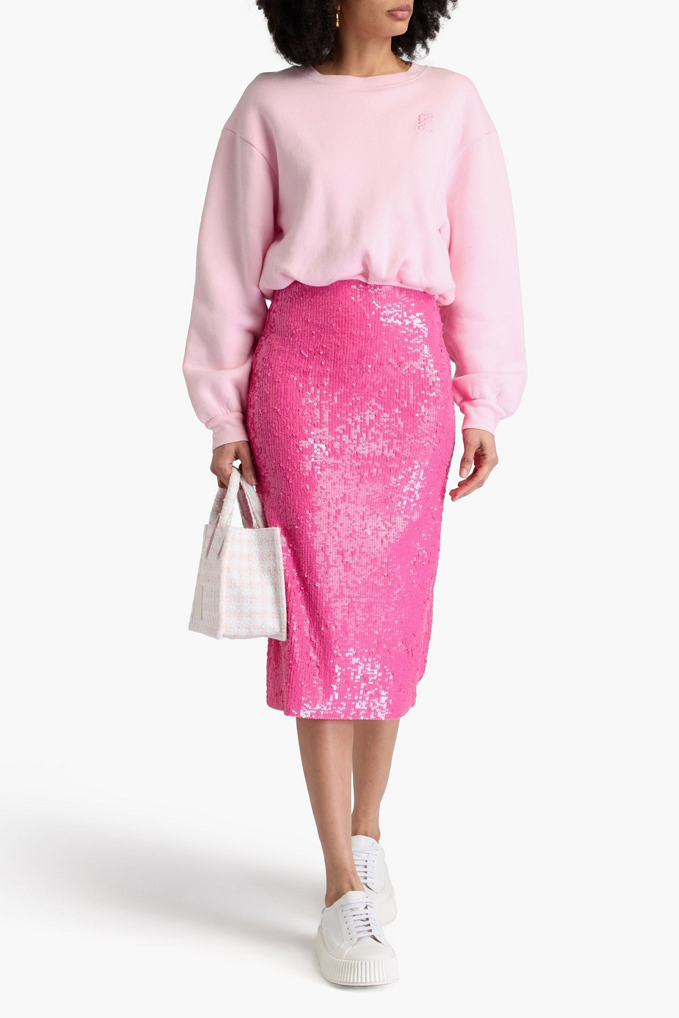  Sandro - Cropped Sweatshirt Aus Baumwollfleece - Pink - 3 