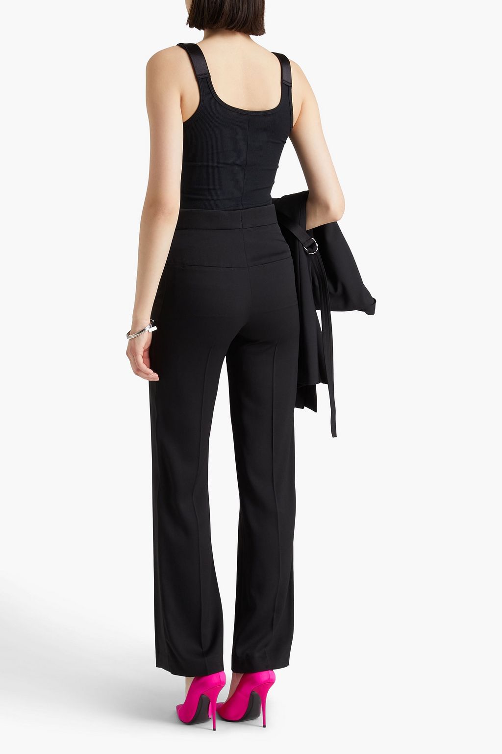 HELMUT LANG بلوزة دون أكمام من الجيرسي المصنوع من المودال المطاط بتصميم مضلّع