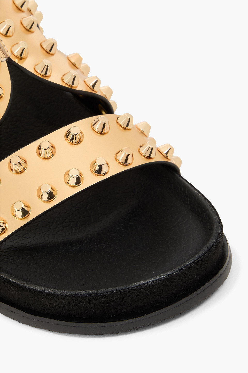 Sandro Sandalen Aus Metallic-leder Mit Nieten In Gold