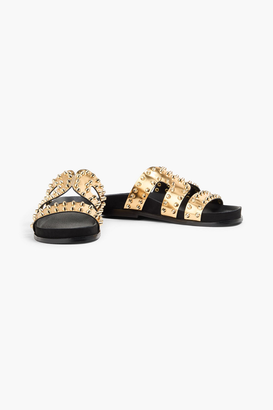 Sandro Sandalen Aus Metallic-leder Mit Nieten In Gold