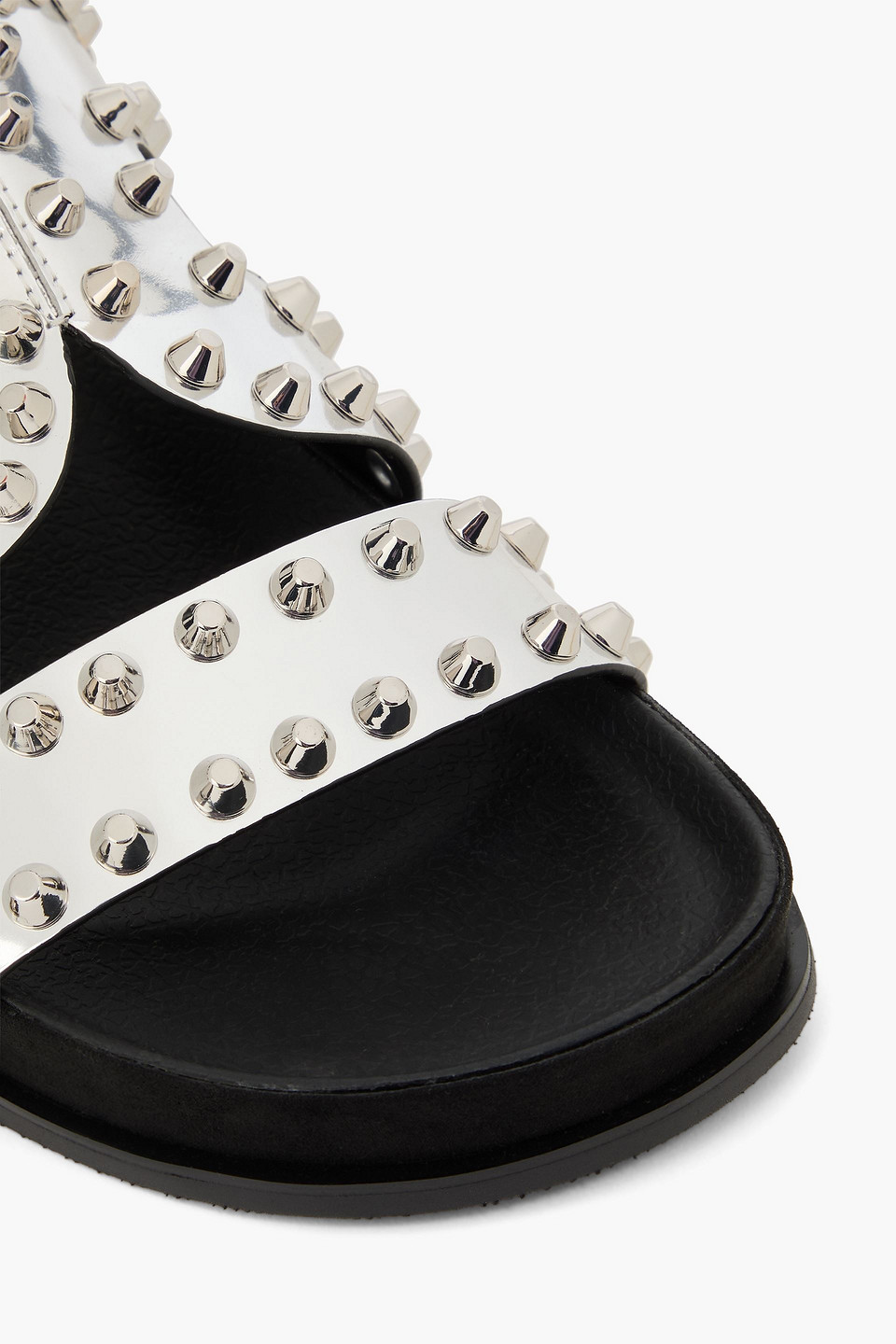 Sandro Sandalen Aus Metallic-leder Mit Nieten In Silber