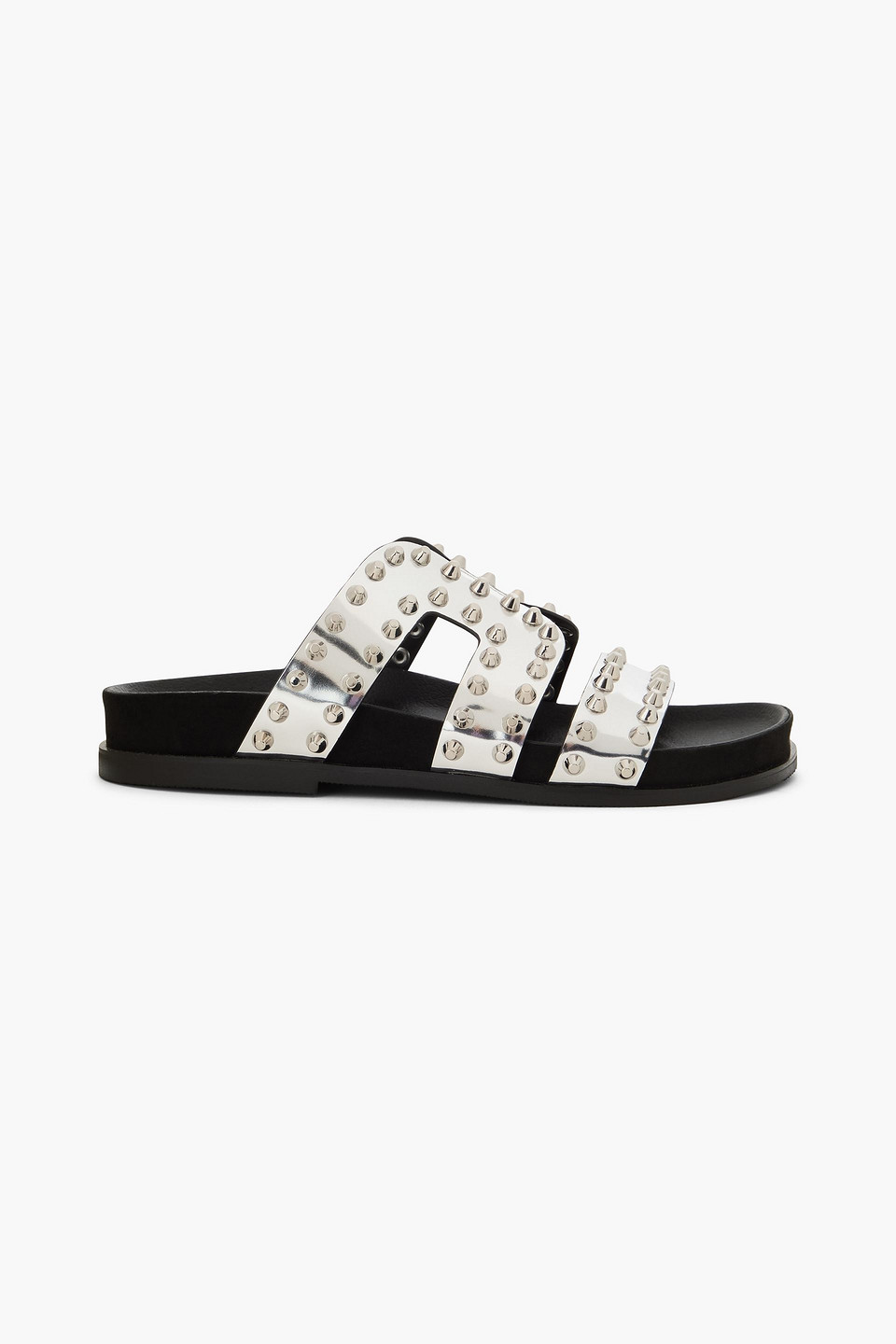 Sandro Sandalen Aus Metallic-leder Mit Nieten In Silber