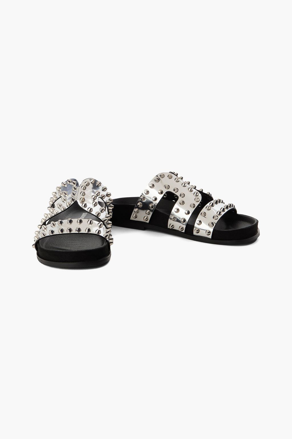 SANDRO Studded metallic leather sandals