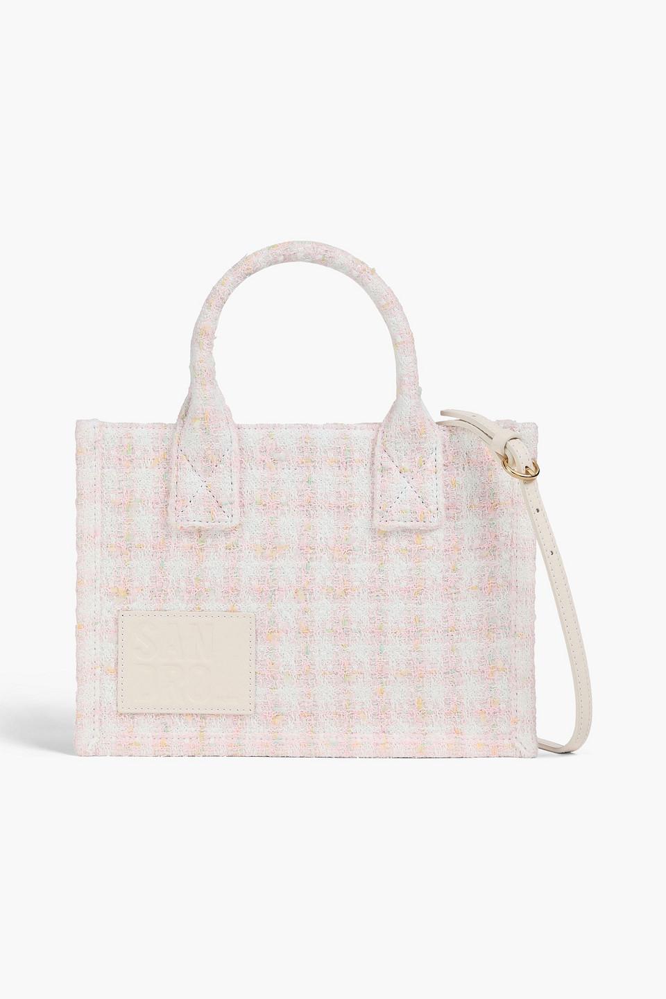Sandro Bouclé-tweed Tote In Pastellrosa