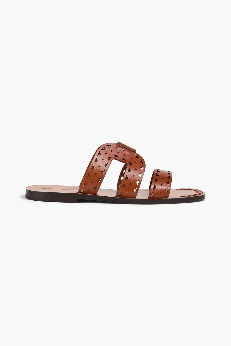 Sandro Laser-cut Leather Sandals In Brown