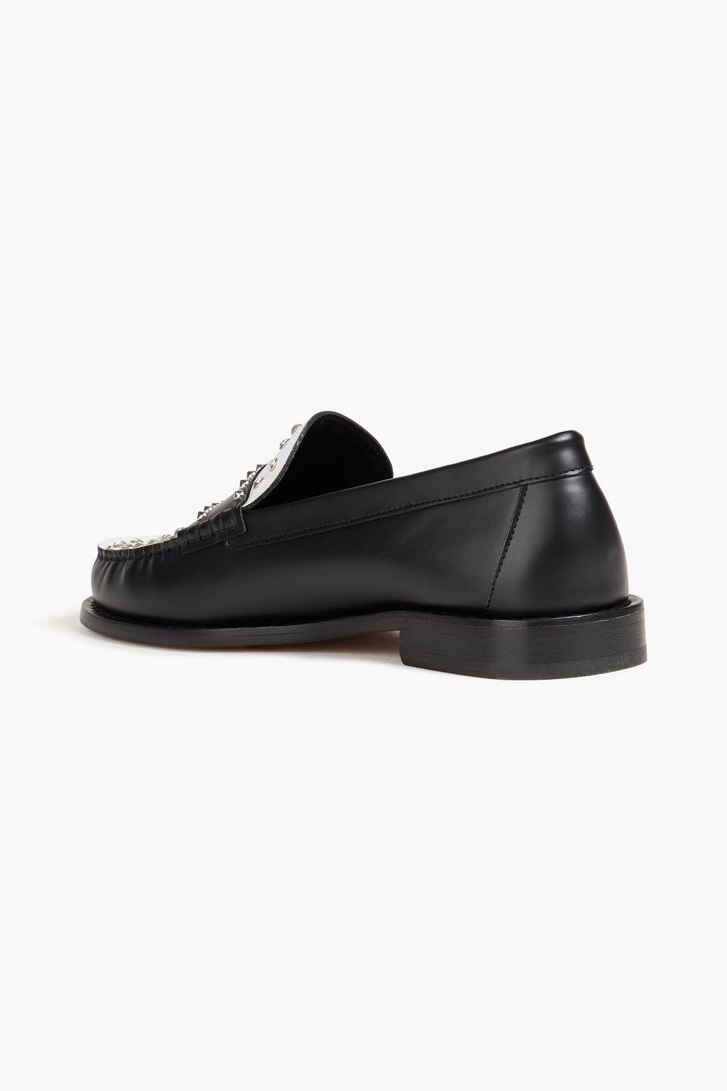 SANDRO Spiked two-tone leather loafers