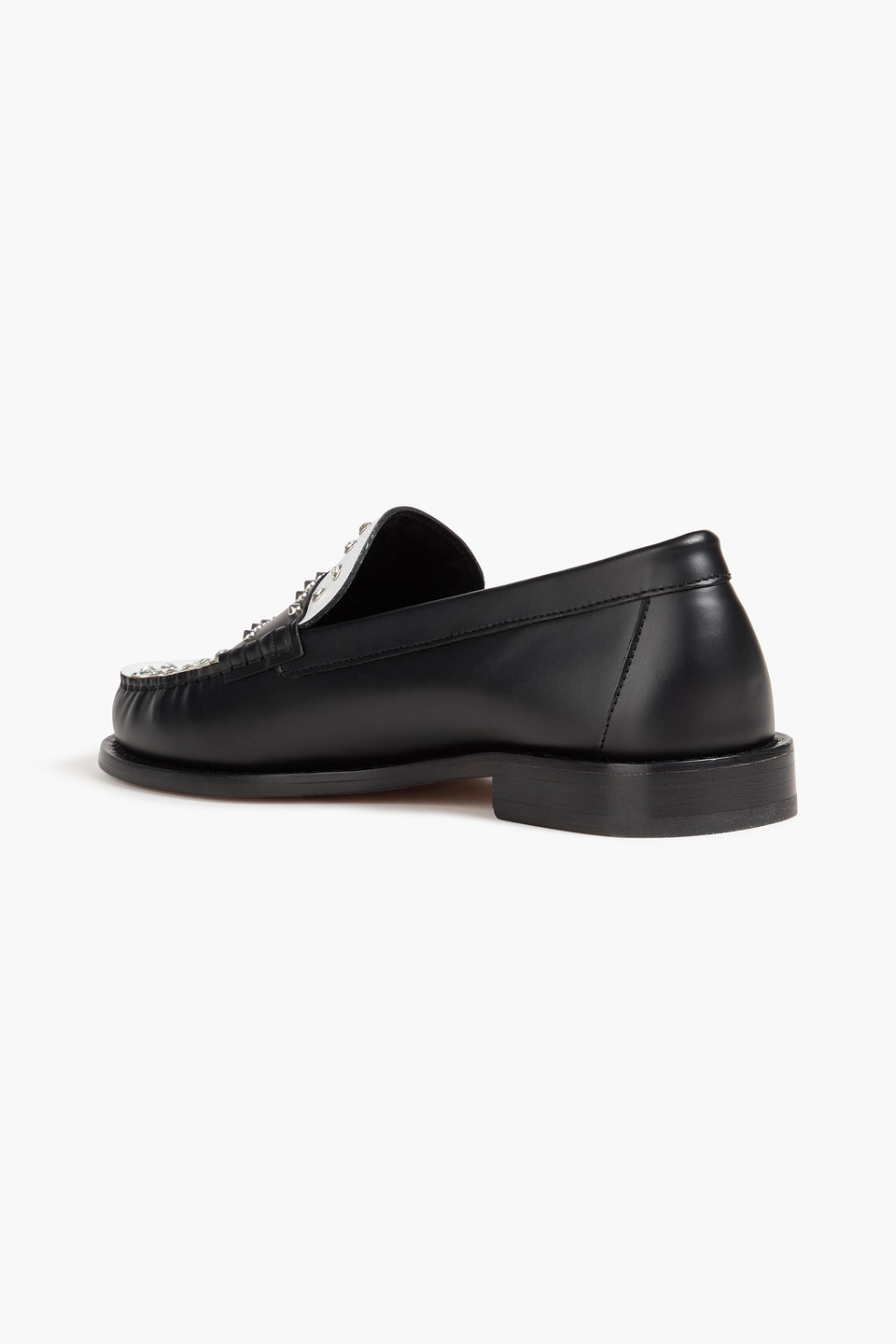 Sandro Spiked Two-tone Leather Loafers In Schwarz
