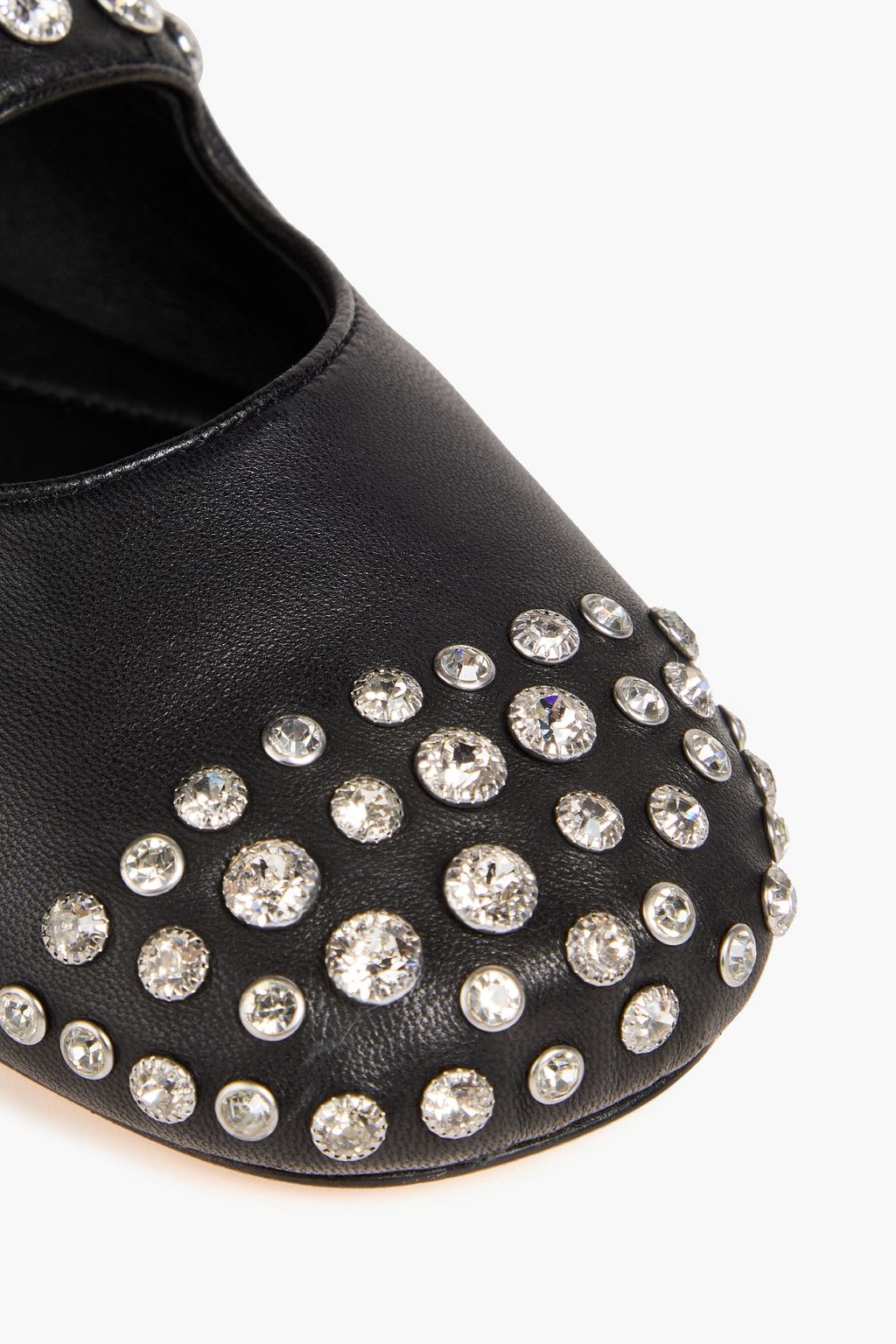 SANDRO Crystal-embellished leather ballet flats