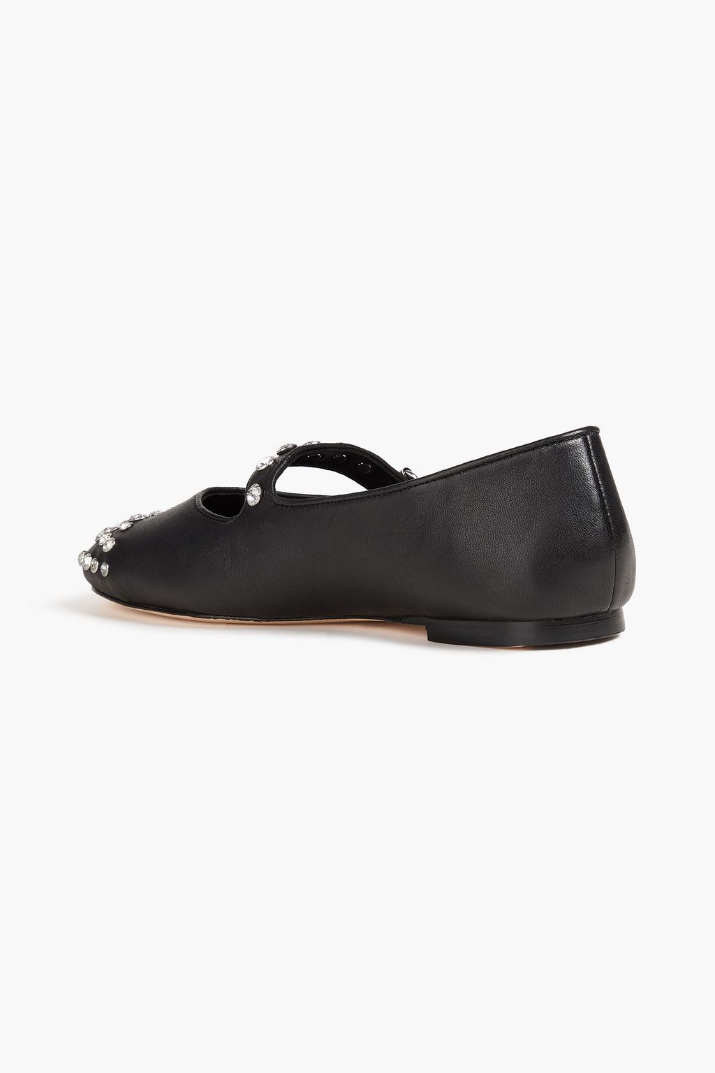 SANDRO Crystal-embellished leather ballet flats