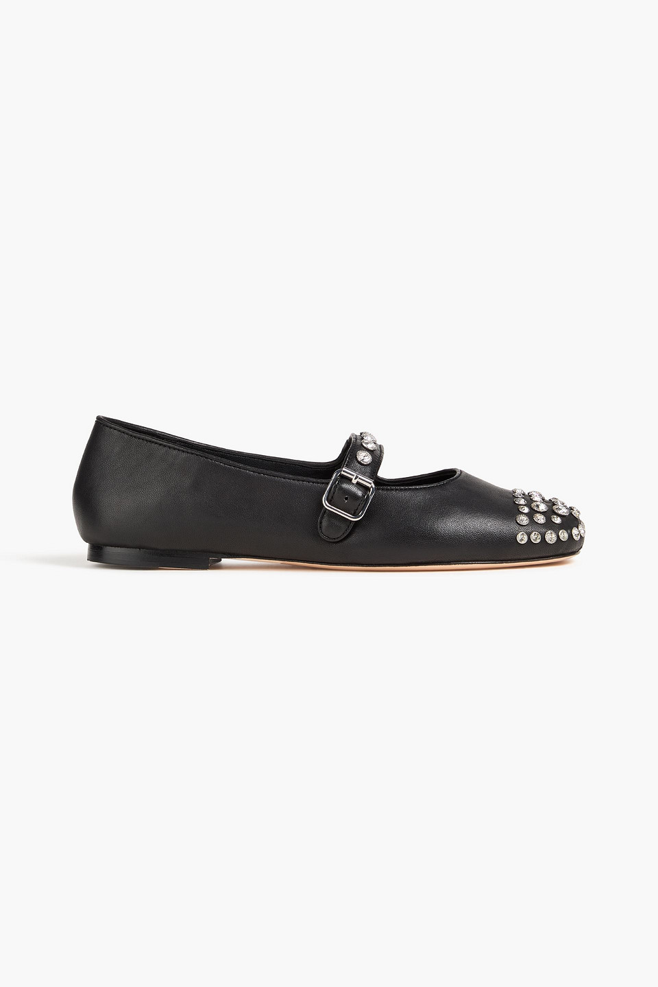 Sandro Crystal-embellished Leather Ballet Flats In Schwarz