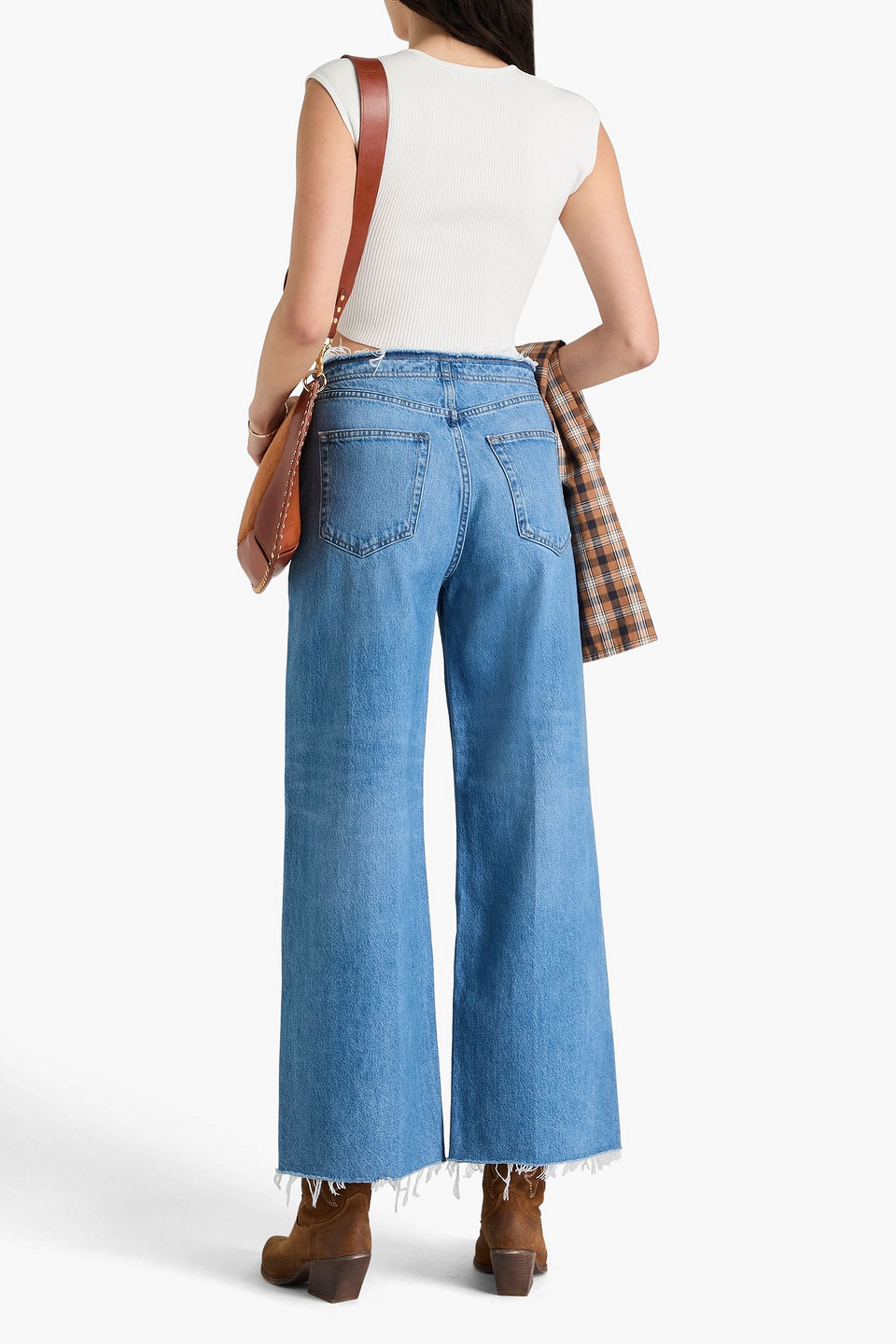 Frame Le Low Bagg Tief Sitzende Jeans Mit Weitem Bein In Mittelblauer Denim