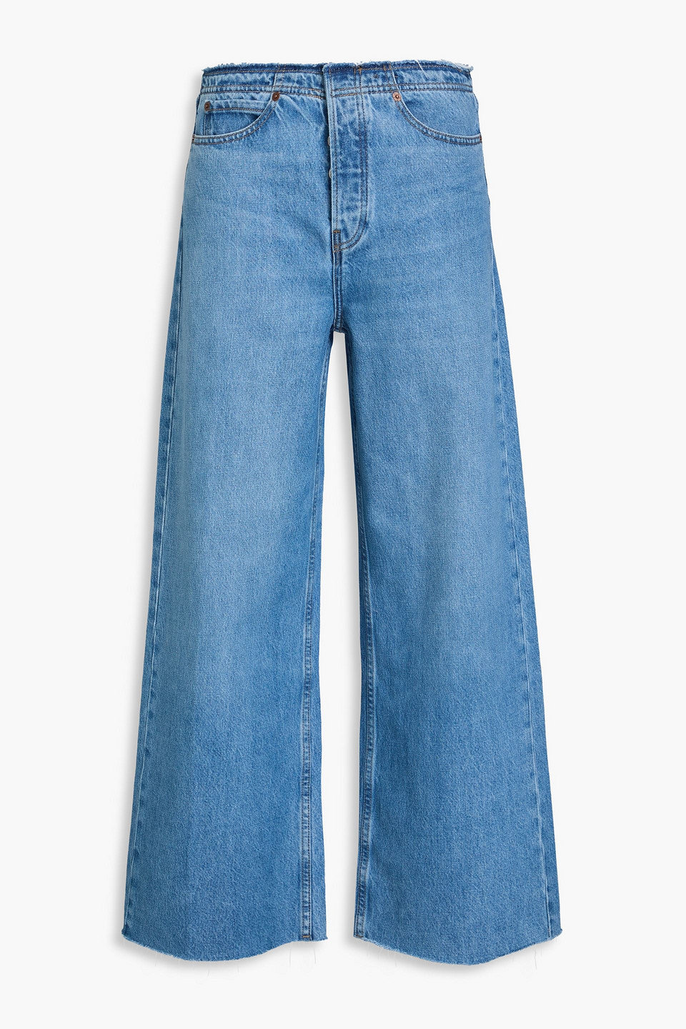 Frame Le Low Bagg Tief Sitzende Jeans Mit Weitem Bein In Mittelblauer Denim
