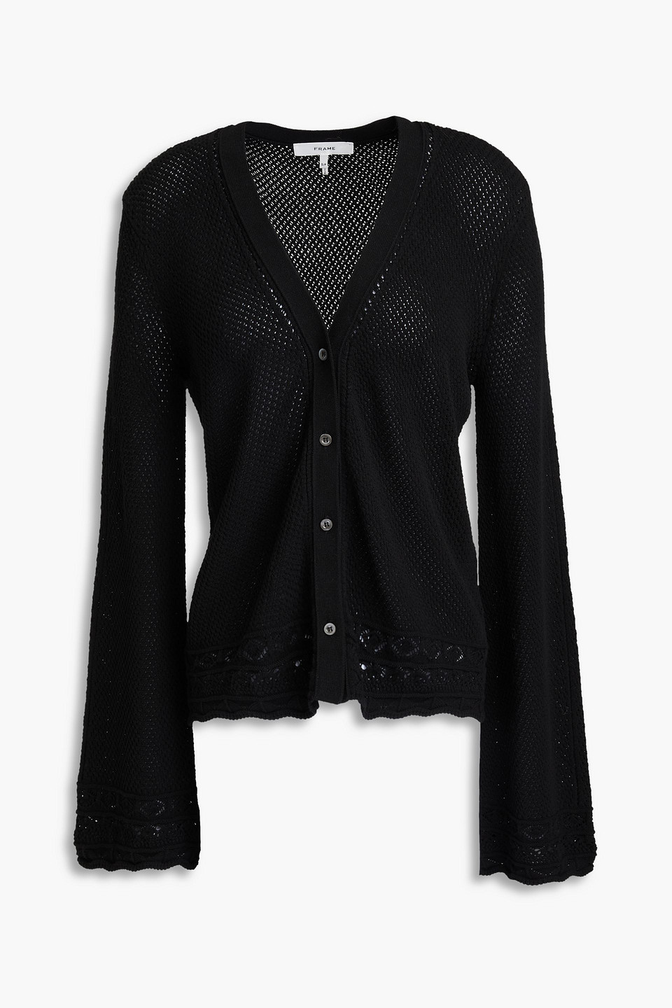 Frame Cardigan In Pointelle-strick In Schwarz