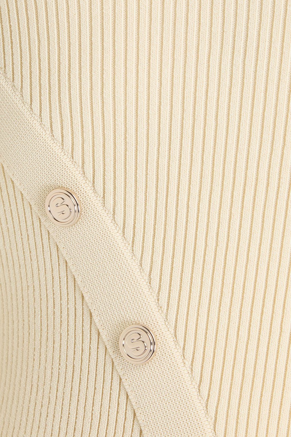 SANDRO Embellished ribbed and pointelle-knit midi dress