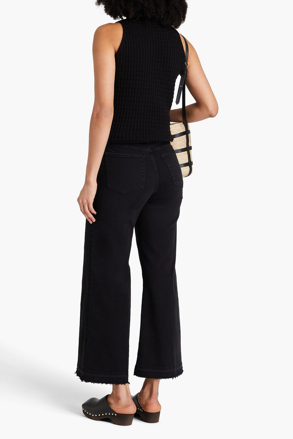 Frame Easy Wide Flare High-rise Flared Jeans In Black
