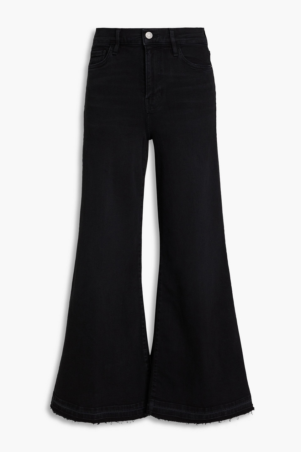Frame Easy Wide Flare High-rise Flared Jeans In Black