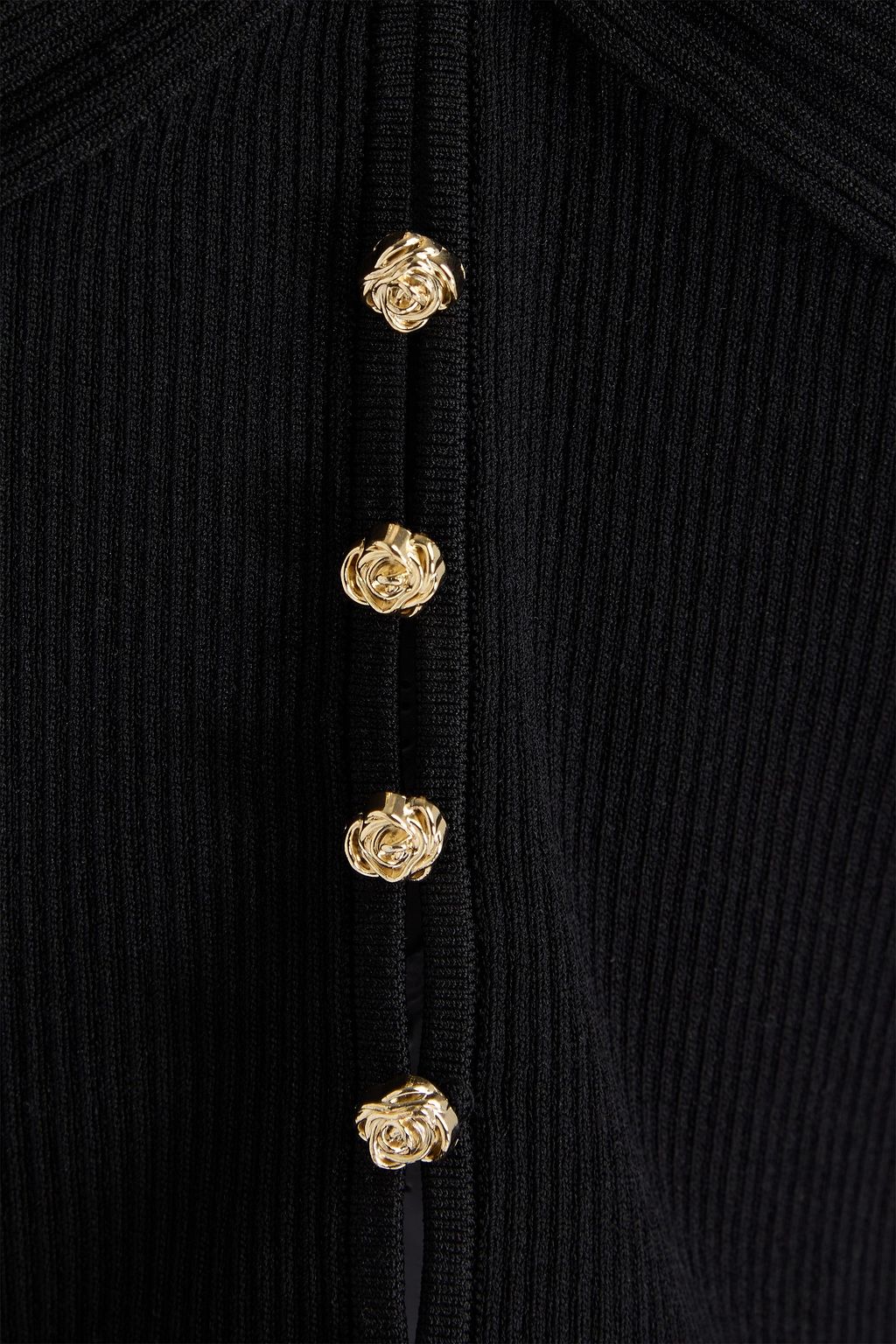 SANDRO Cropped embellished ribbed-knit top