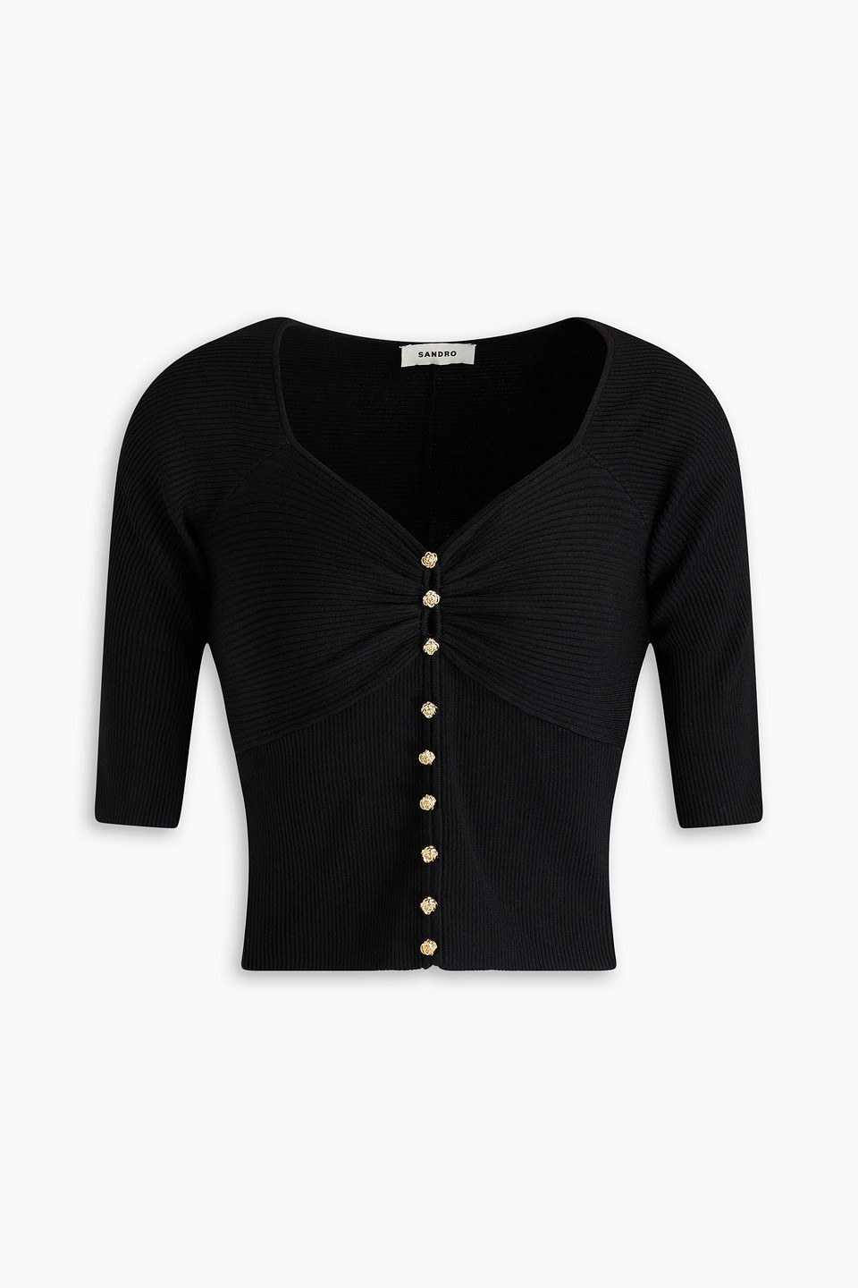 Sandro Cropped Oberteil Aus Rippstrick In Black
