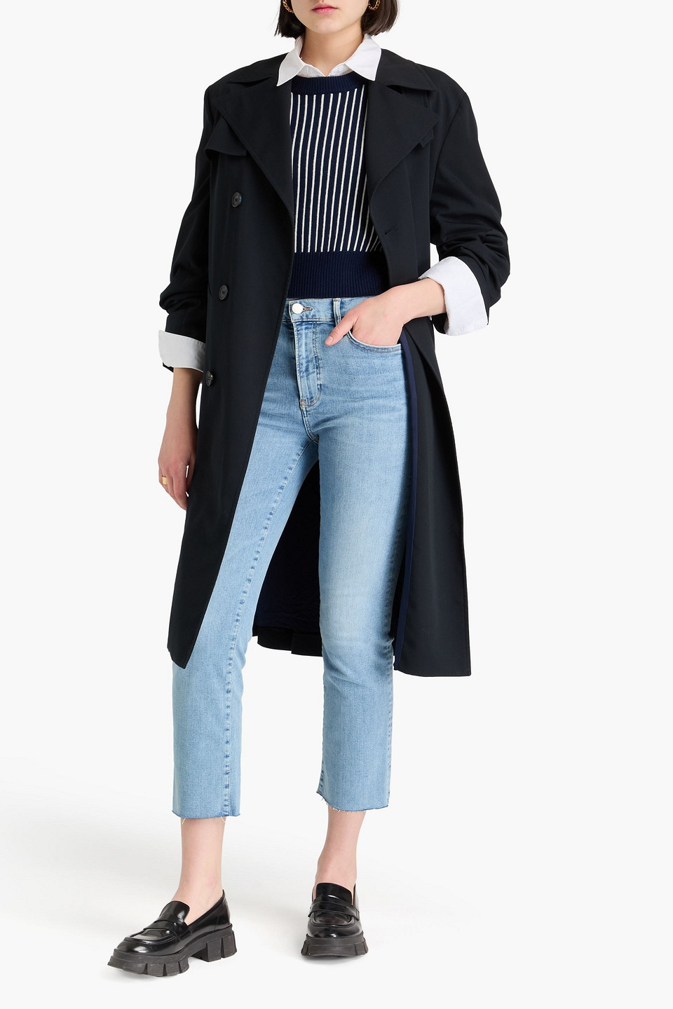FRAME LE HIGH STRAIGHT CROPPED HIGH-RISE STRAIGHT-LEG JEANS