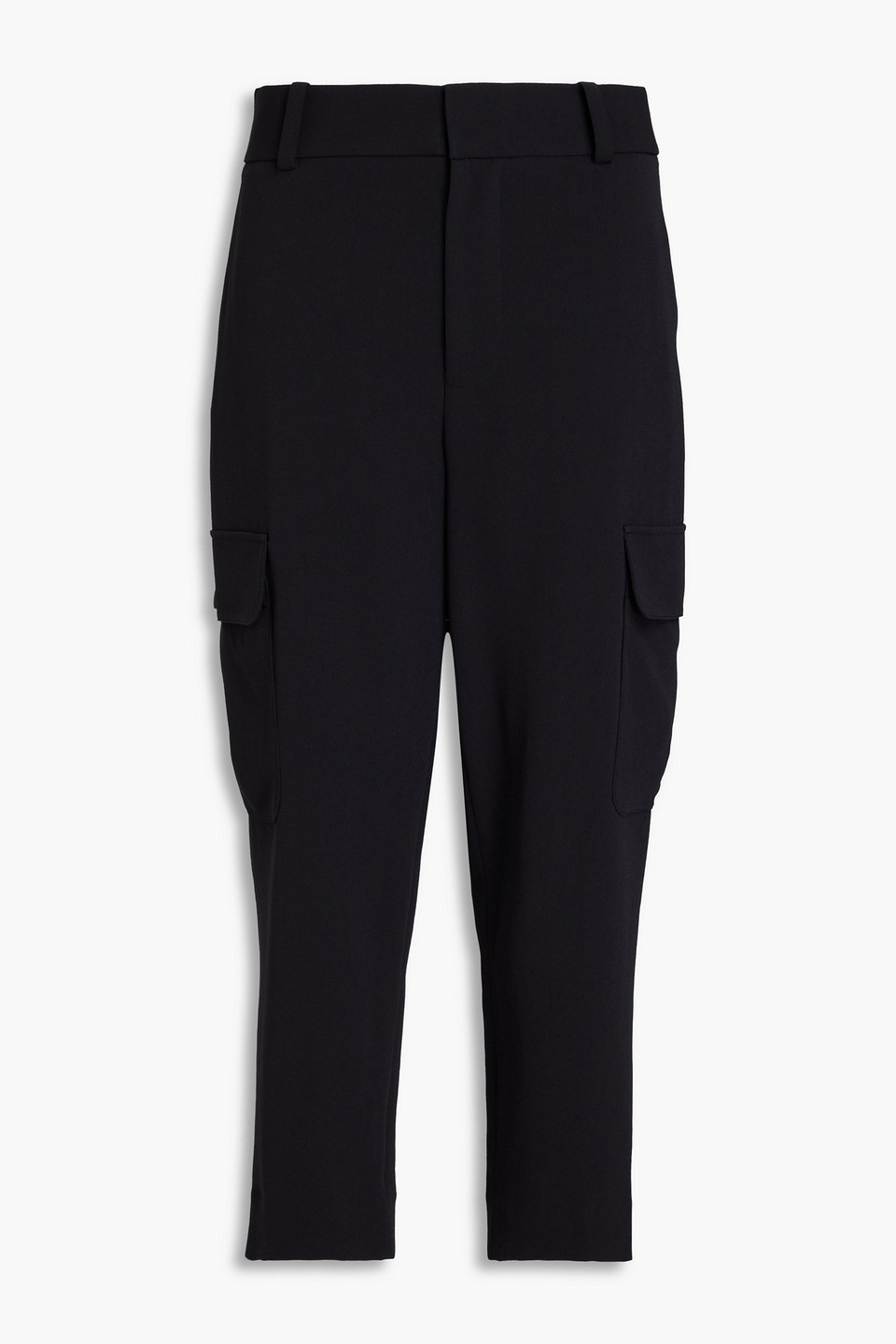 Frame Cropped Crepe Cargo Trousers In Black