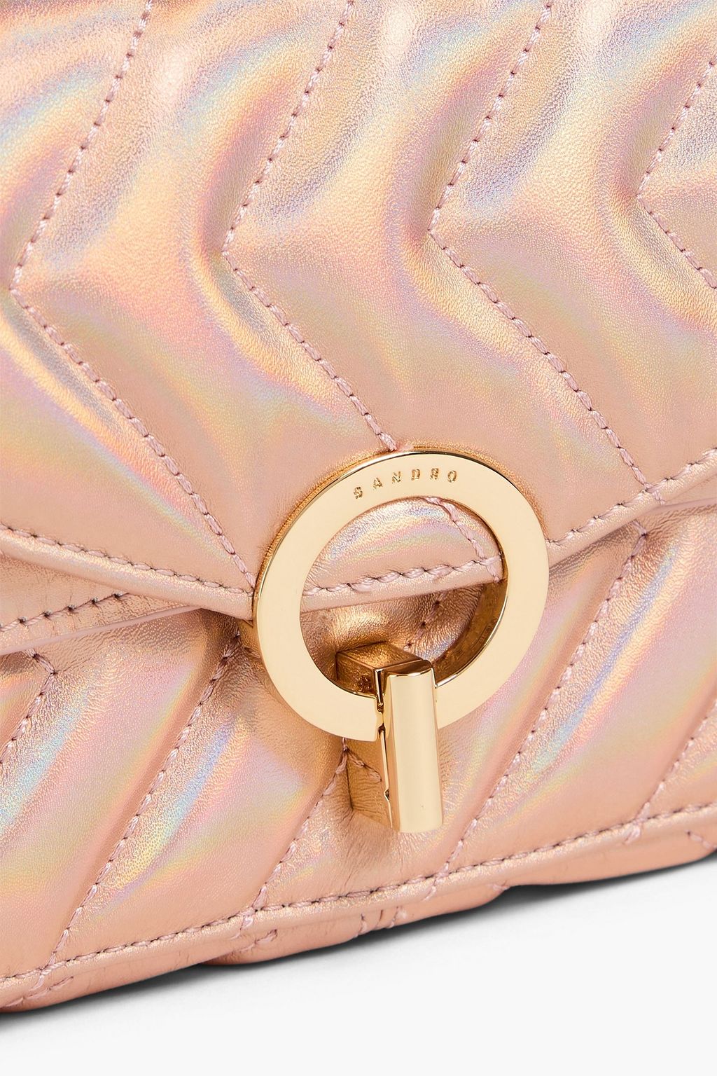 SANDRO Quilted iridescent leather shoulder bag