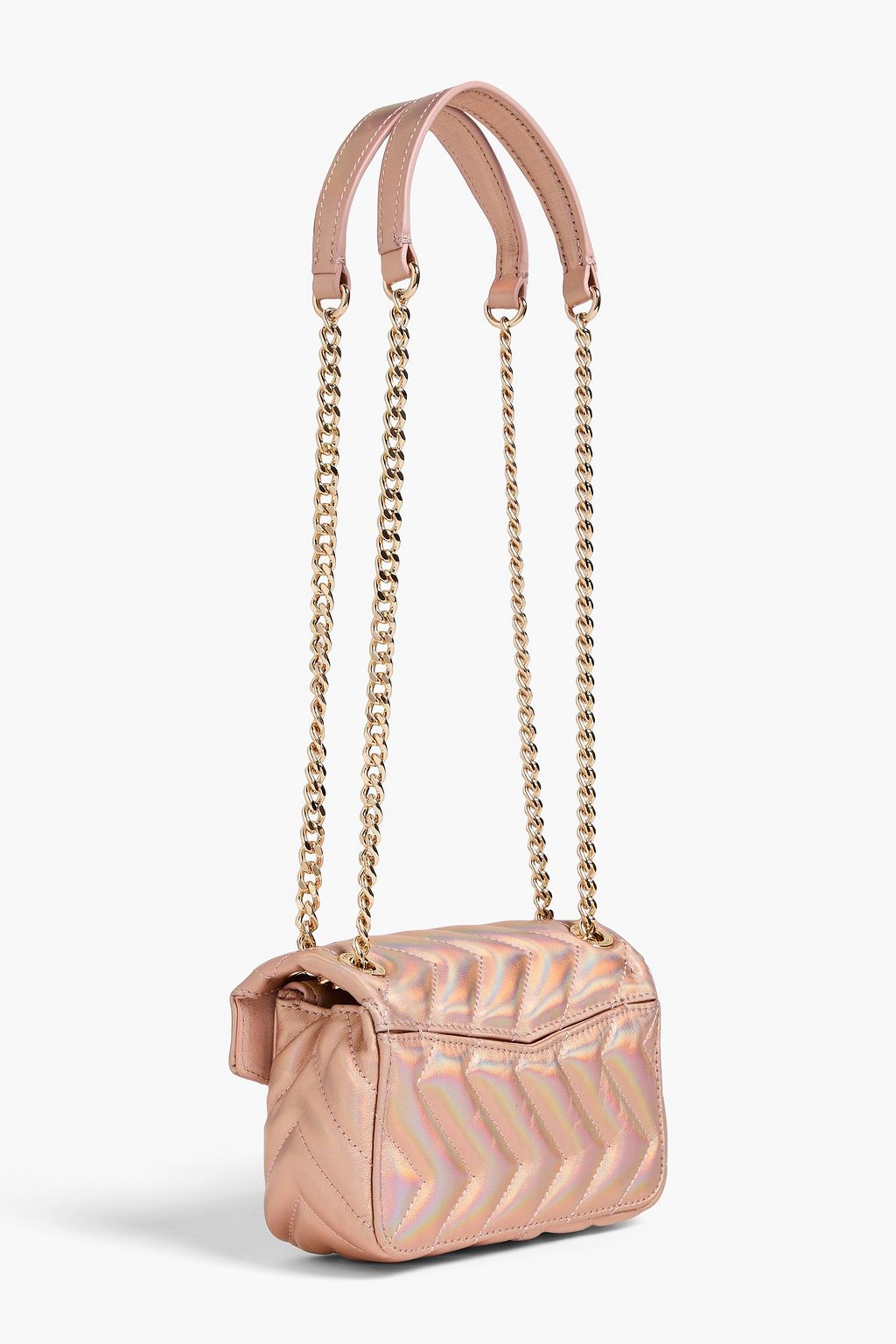 SANDRO Quilted iridescent leather shoulder bag
