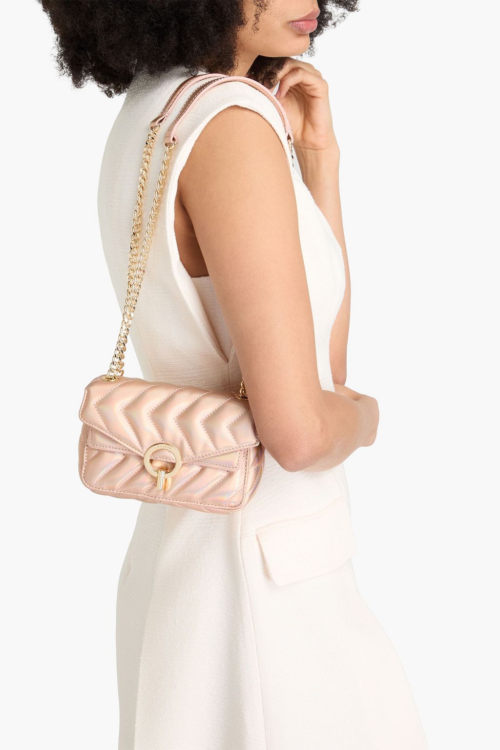 SANDRO Quilted iridescent leather shoulder bag