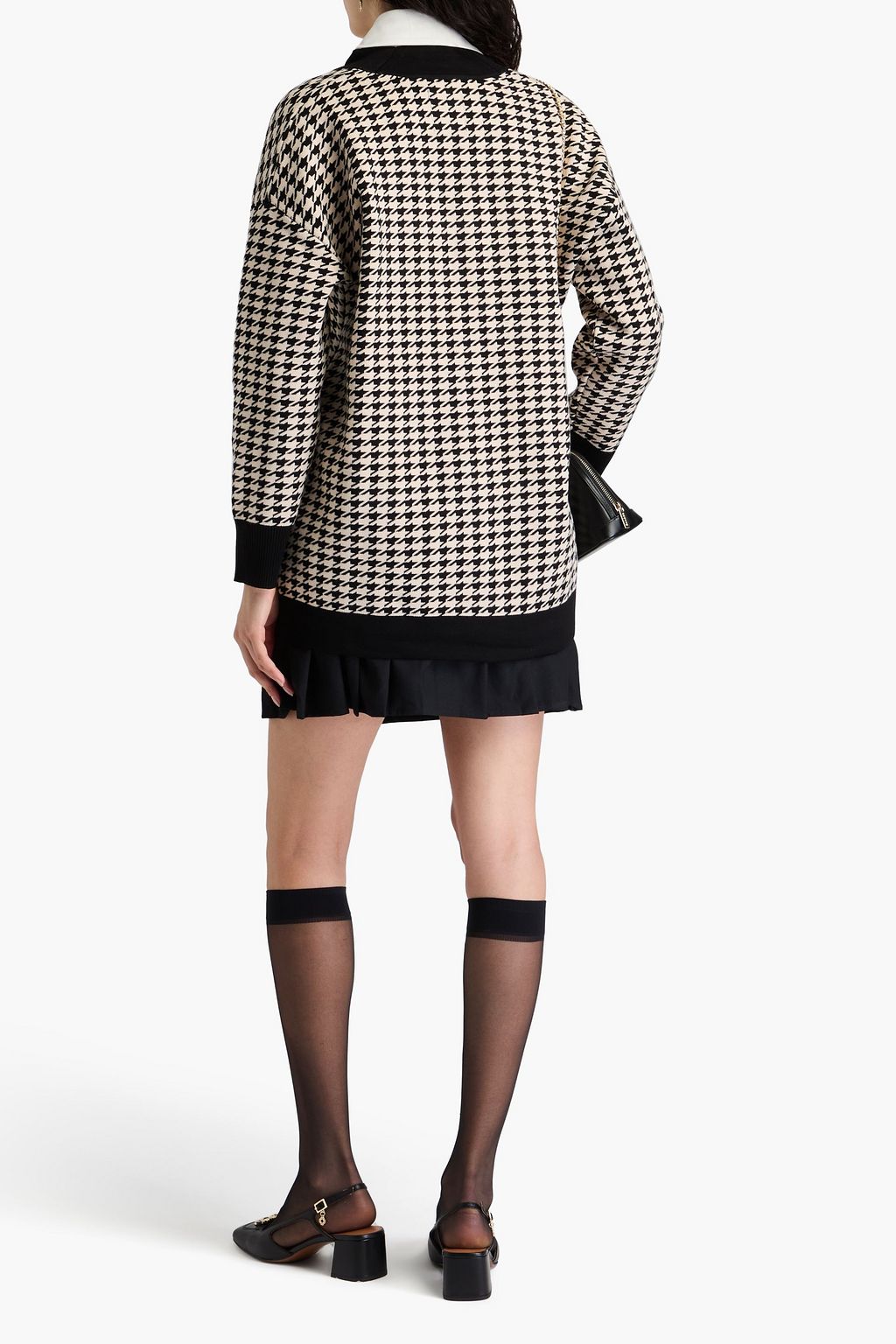 SANDRO Houndstooth knitted cardigan