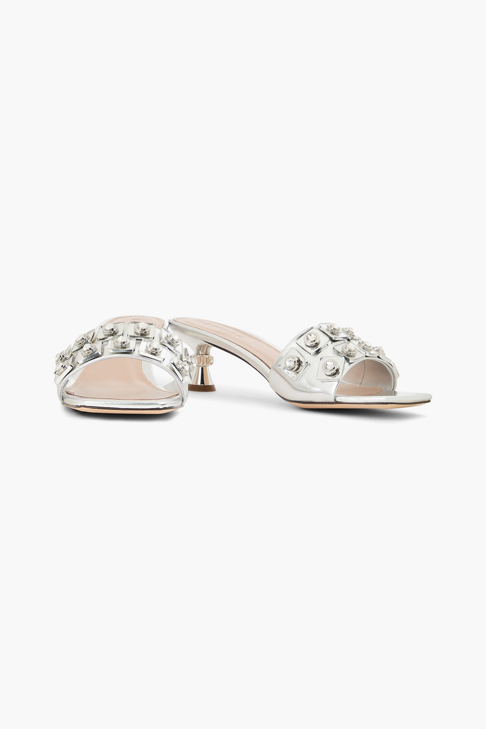  Sandro - Embellished Leather Mules - Metallic - Eu 36 