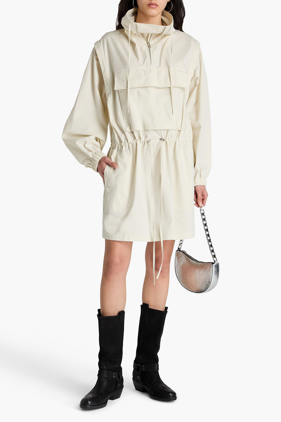 Helmut Lang Gusset Minikleid Aus Twill Aus Einer Baumwollmischung In Naturfarben