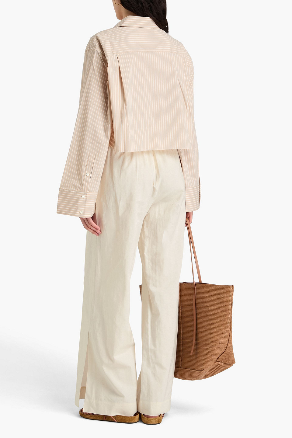 Frame High-rise Wide Lounge Pants In Ecru