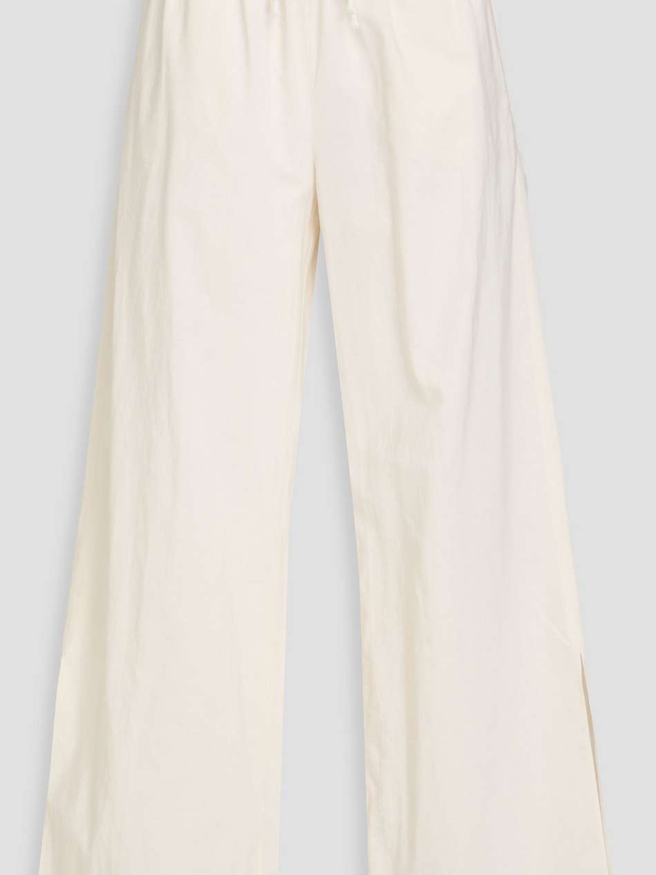 cotton-blend wide-leg pants