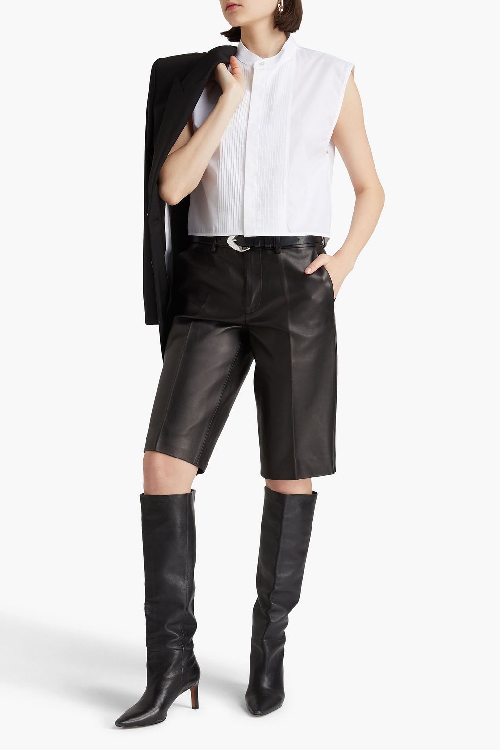 HELMUT LANG شورت من الجلد