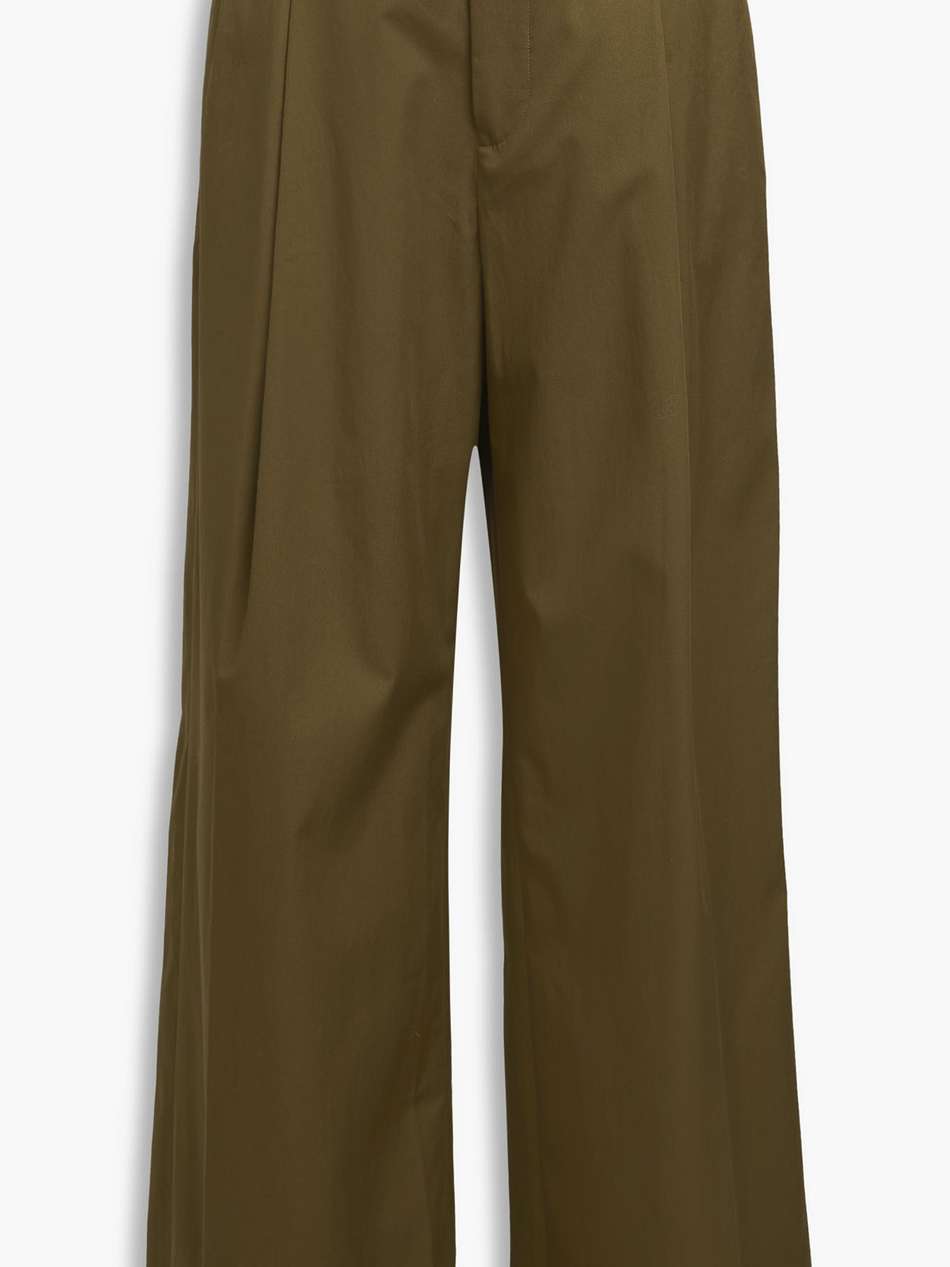 cotton-twill wide-leg pants