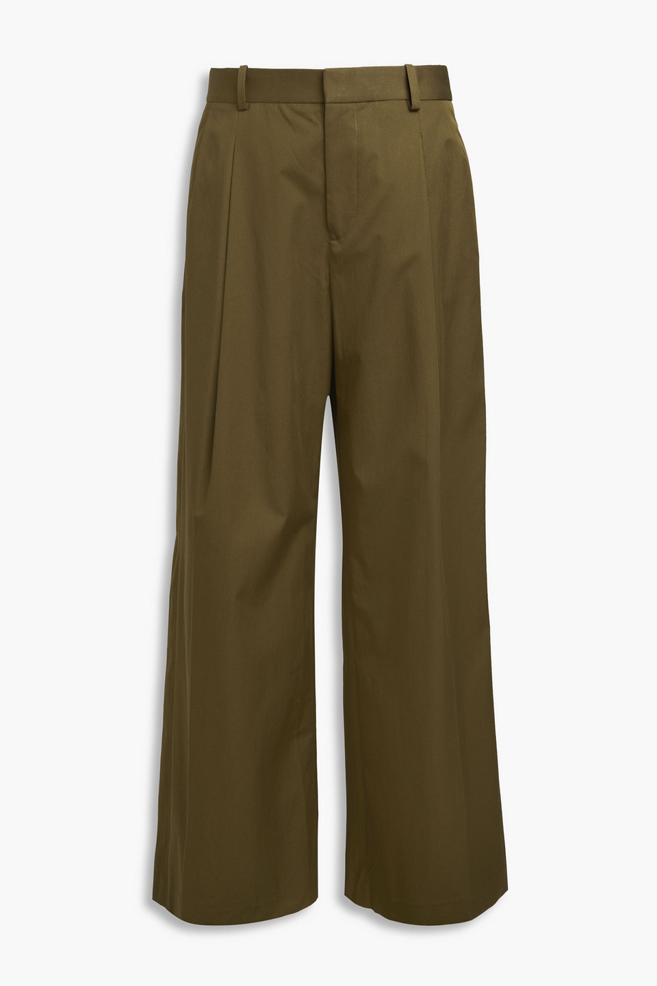 Frame Bundfaltenhose Mit Weitem Bein In Army Green