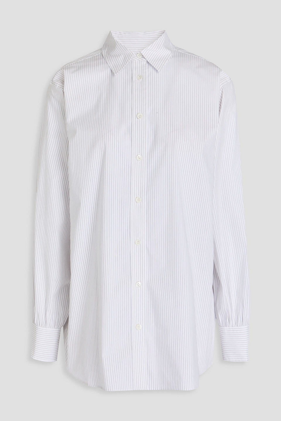 Frame Striped Cotton-blend Poplin Shirt In White