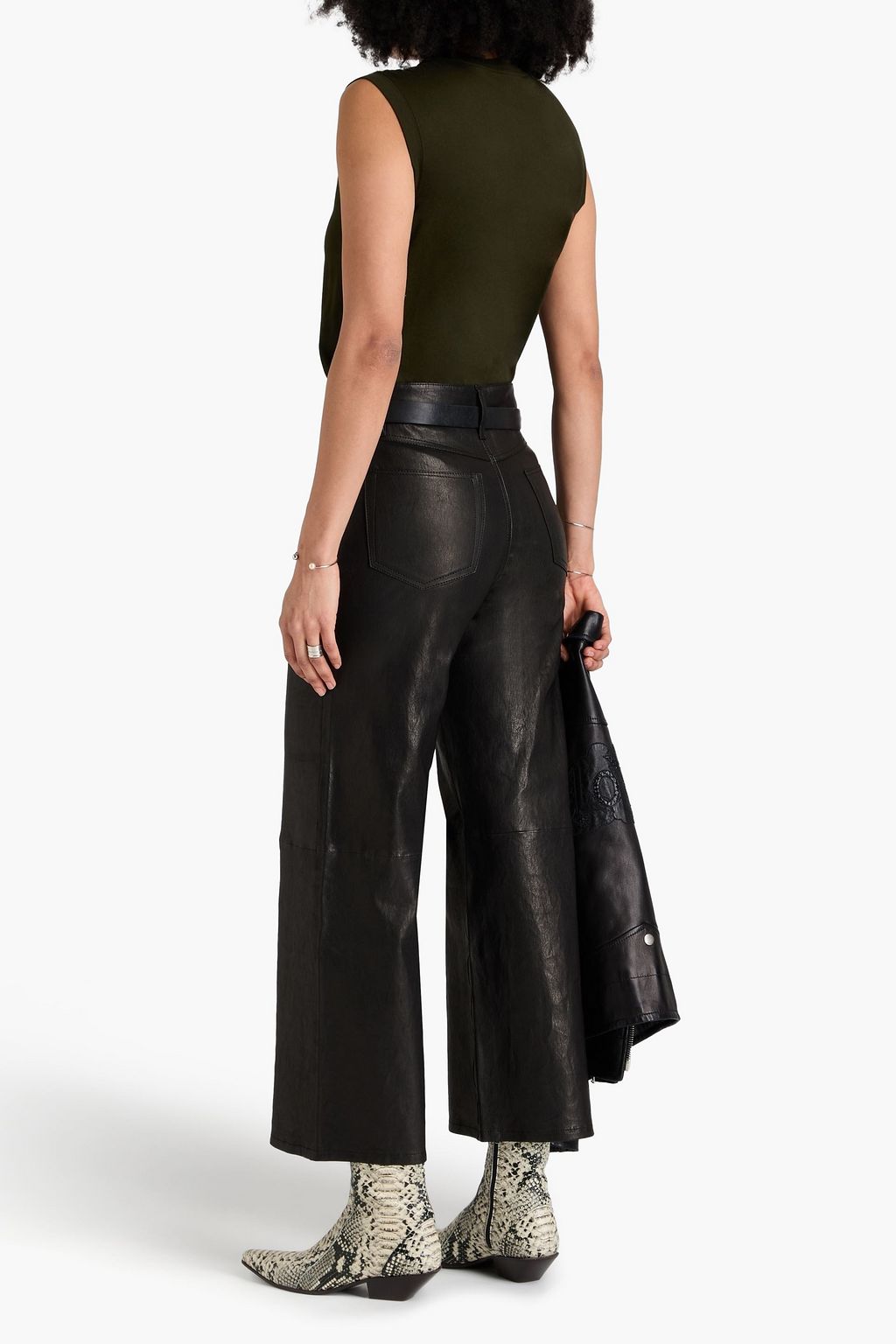 FRAME Slim Palazzo Lederhose mit weitem Bein