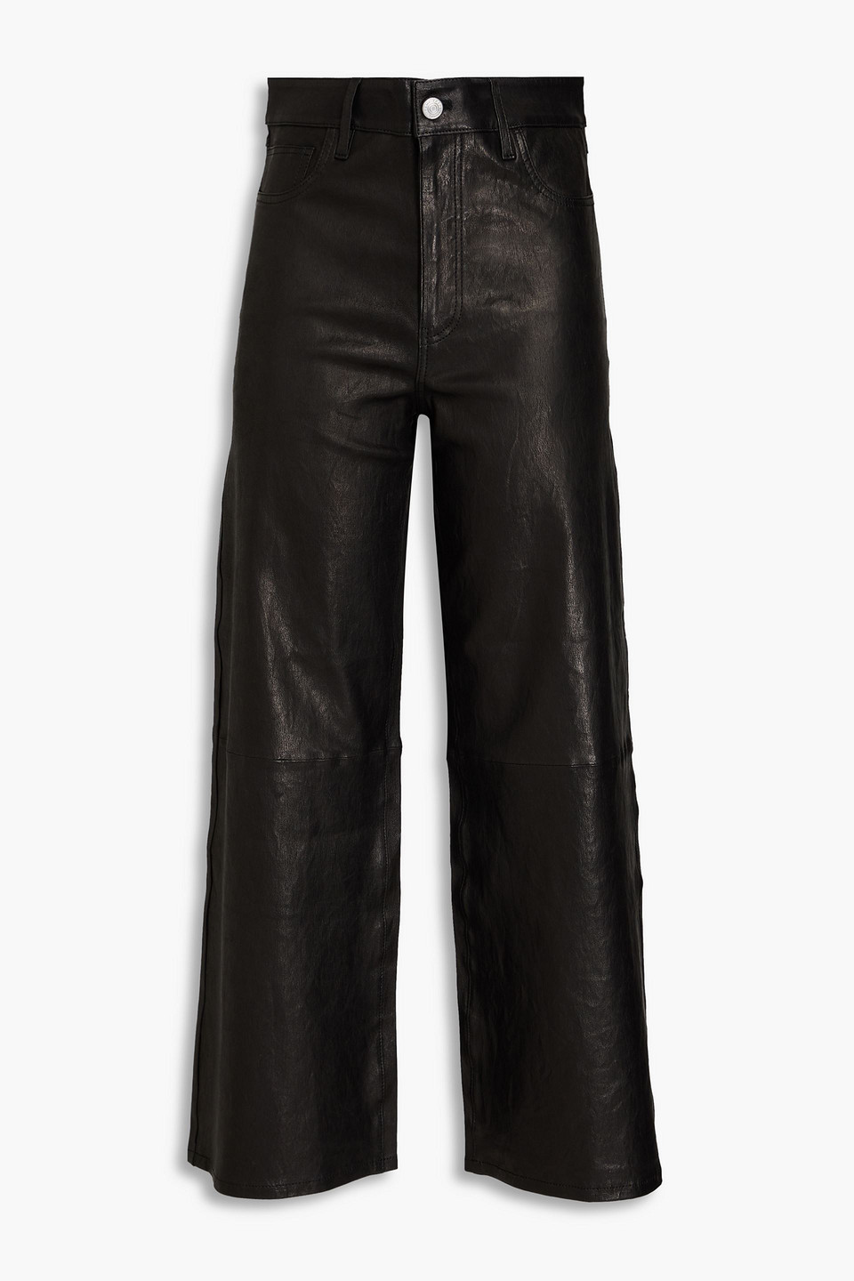 Frame Slim Palazzo Leather Wide-leg Pants In Black
