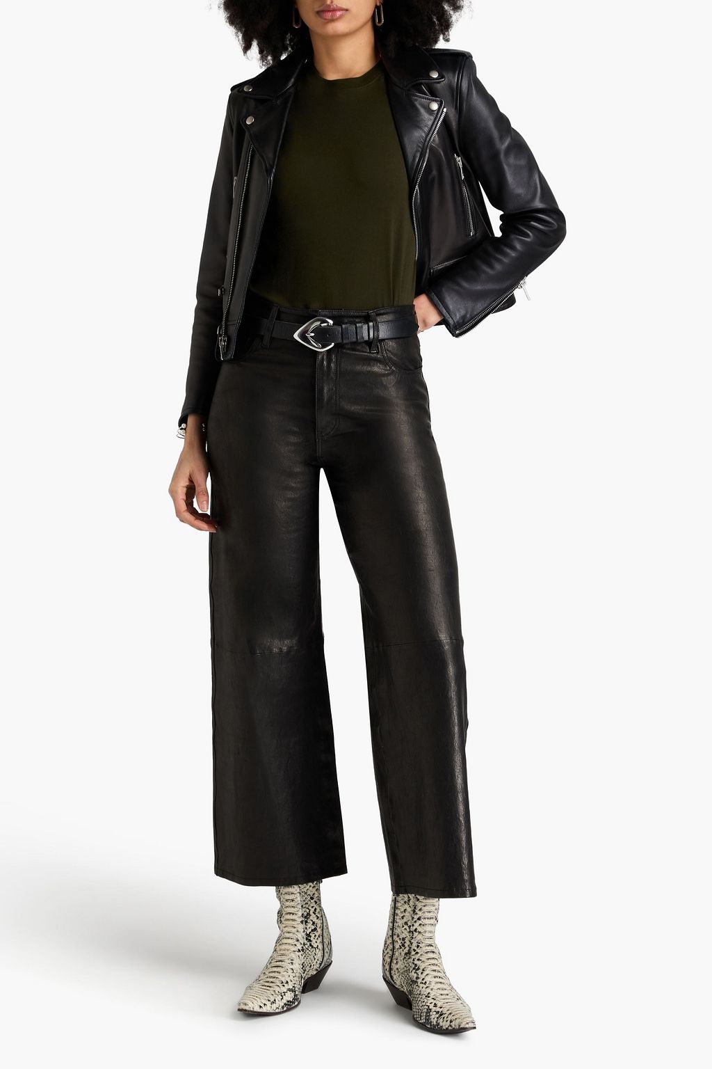 FRAME Slim Palazzo Lederhose mit weitem Bein