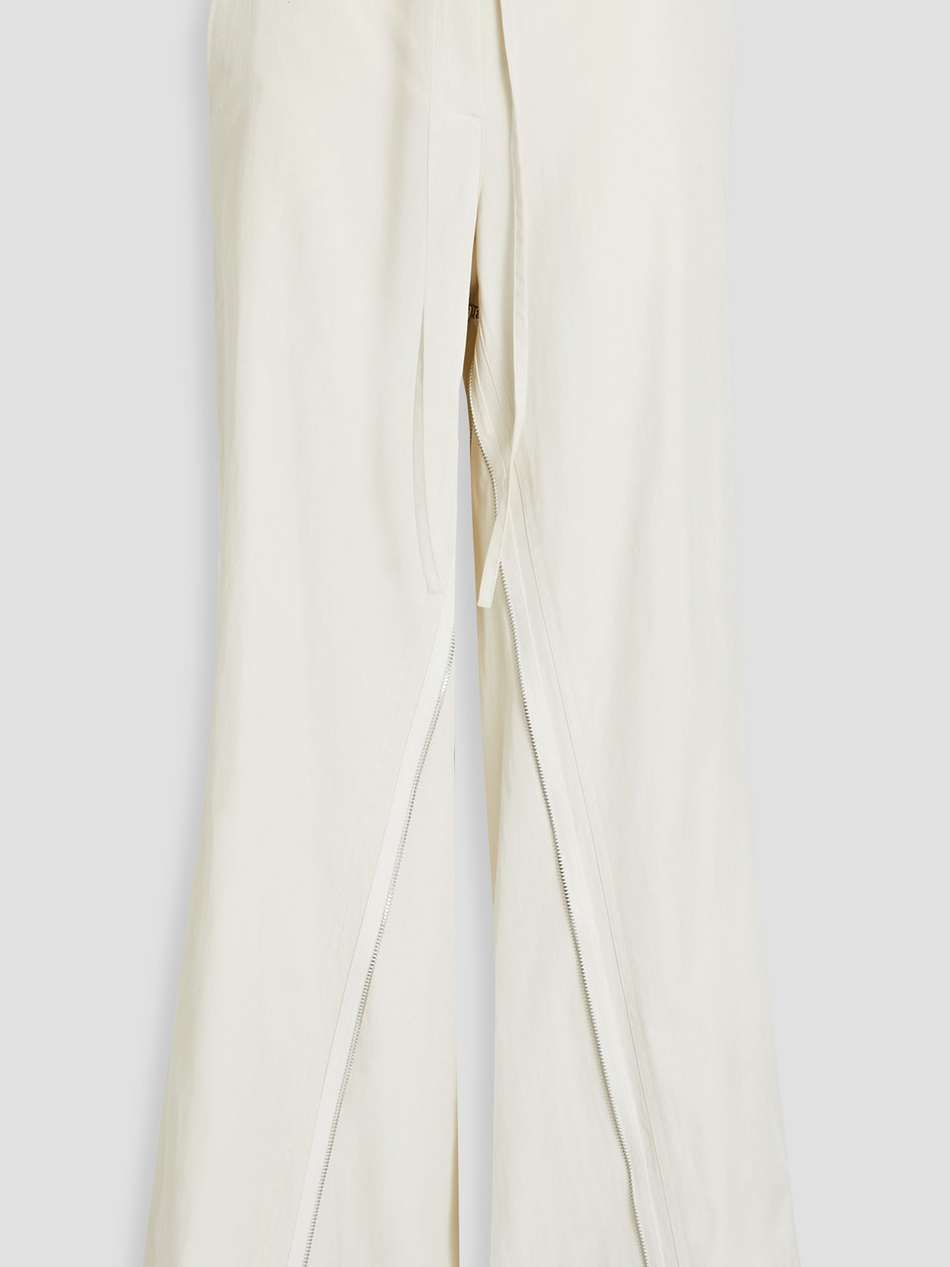 zip-detailed cotton-blend twill wide-leg pants