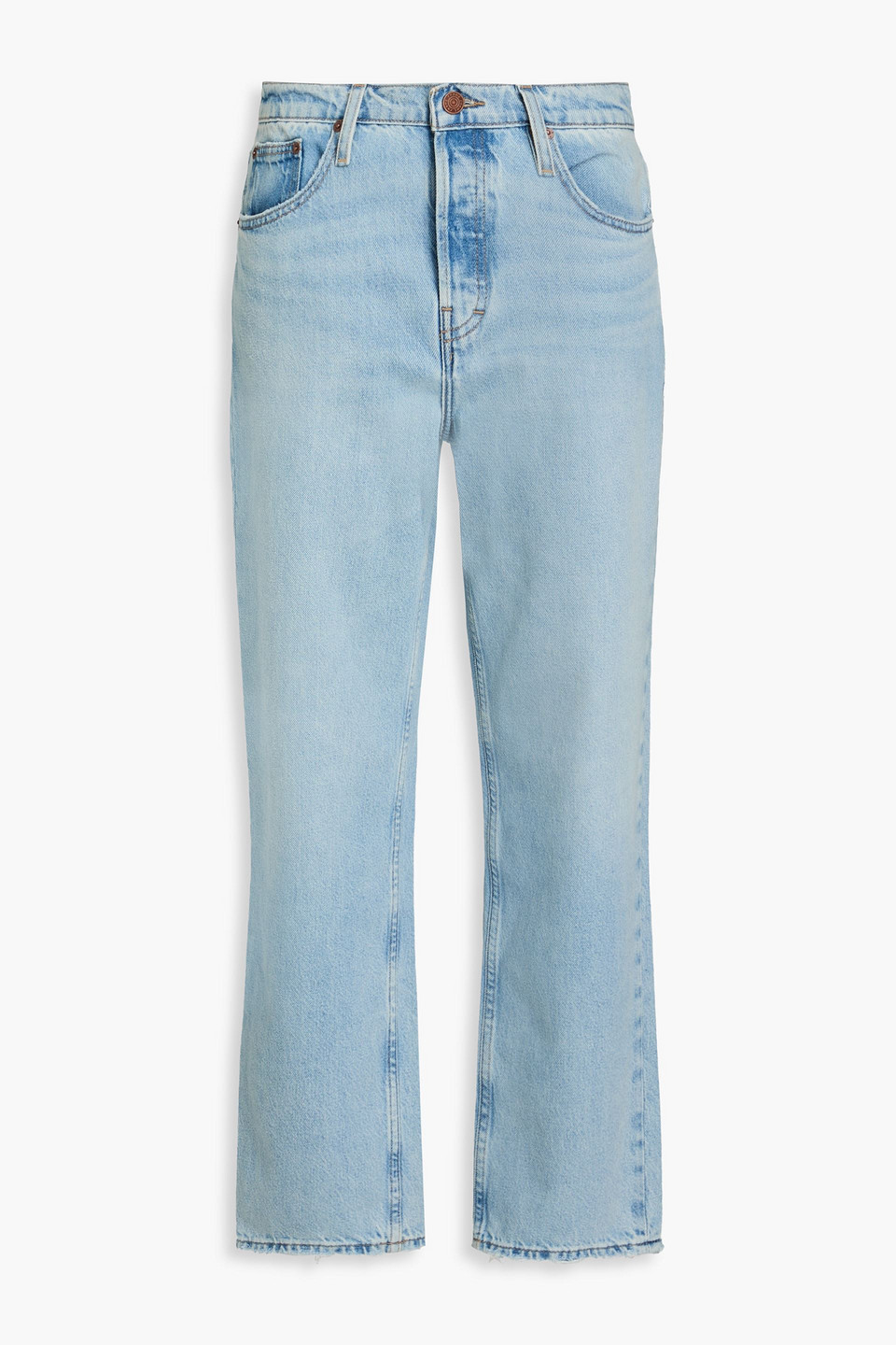 Frame The Slouchy Halbhohe Jeans Mit Geradem Bein In Hellblauer Denim