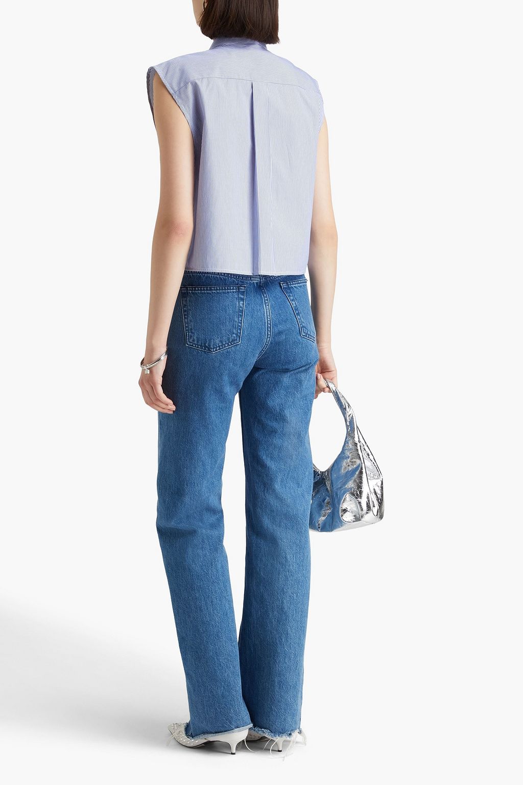 HELMUT LANG بلوزة مخططة من قطن بوبلين