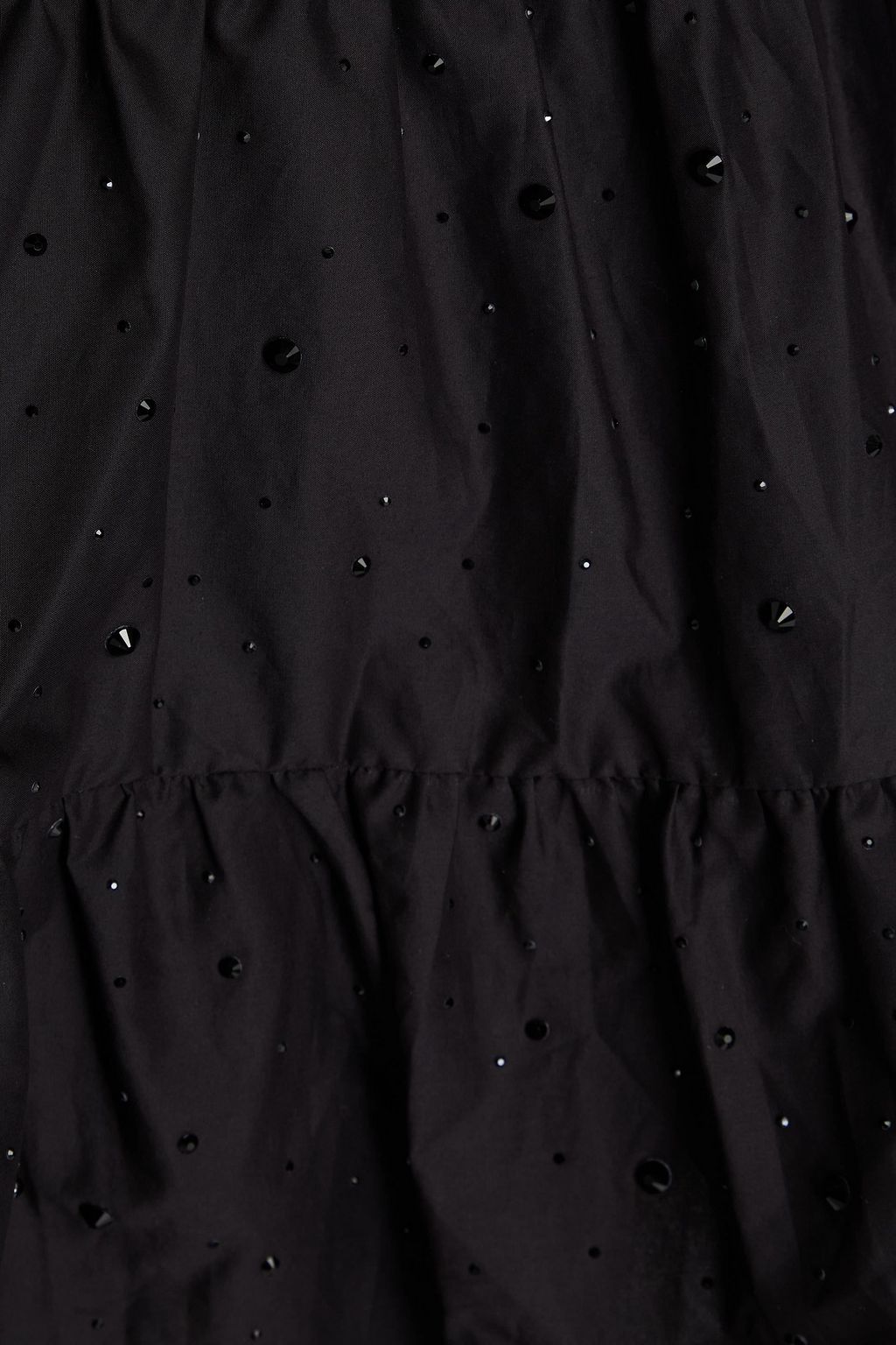 SANDRO Crystal-embellished tiered cotton-poplin mini shirt dress