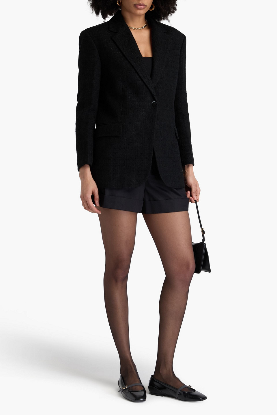 Sandro Blazer Aus Tweed In Schwarz