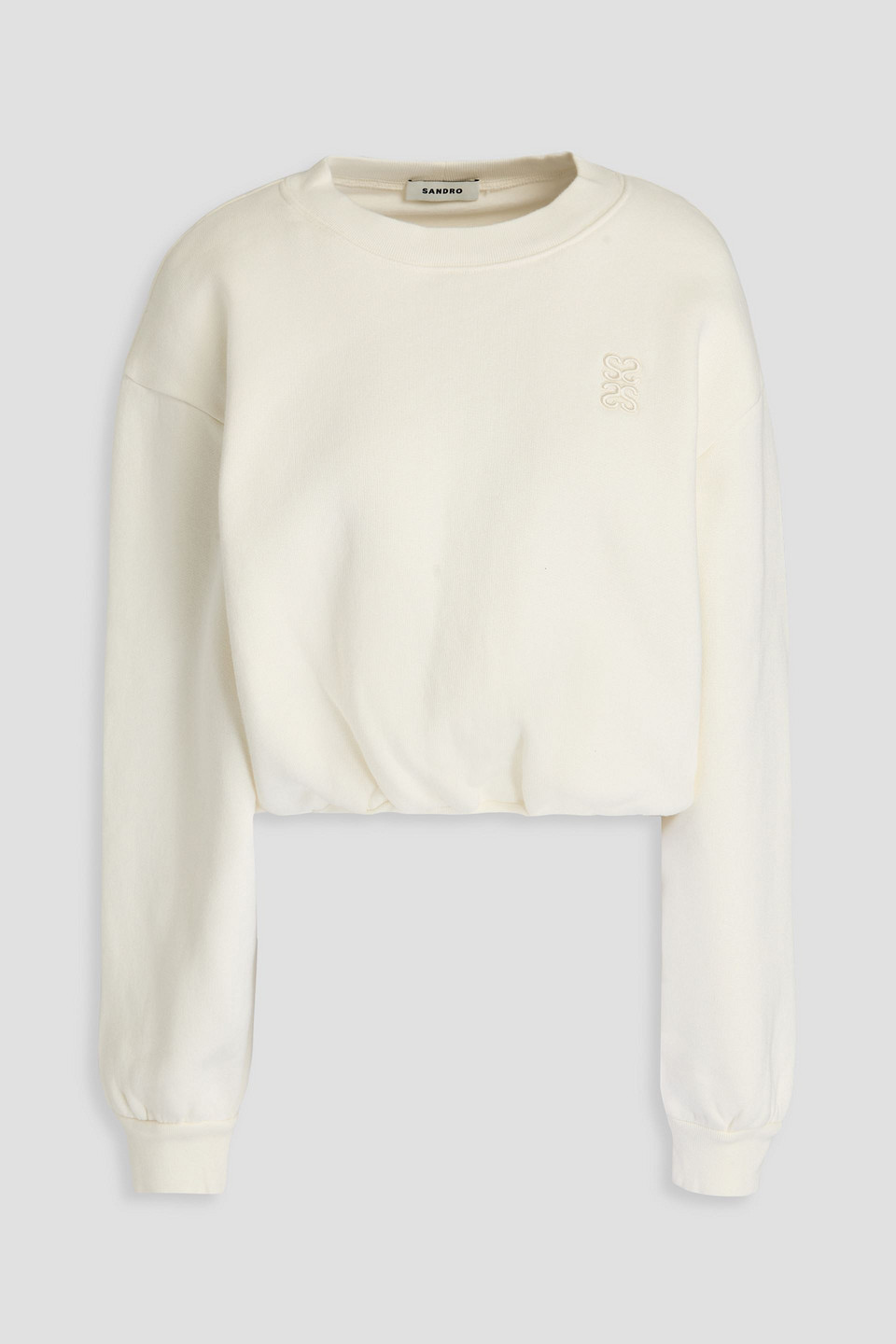 Sandro Cropped Sweatshirt Aus Baumwollfleece In Elfenbein