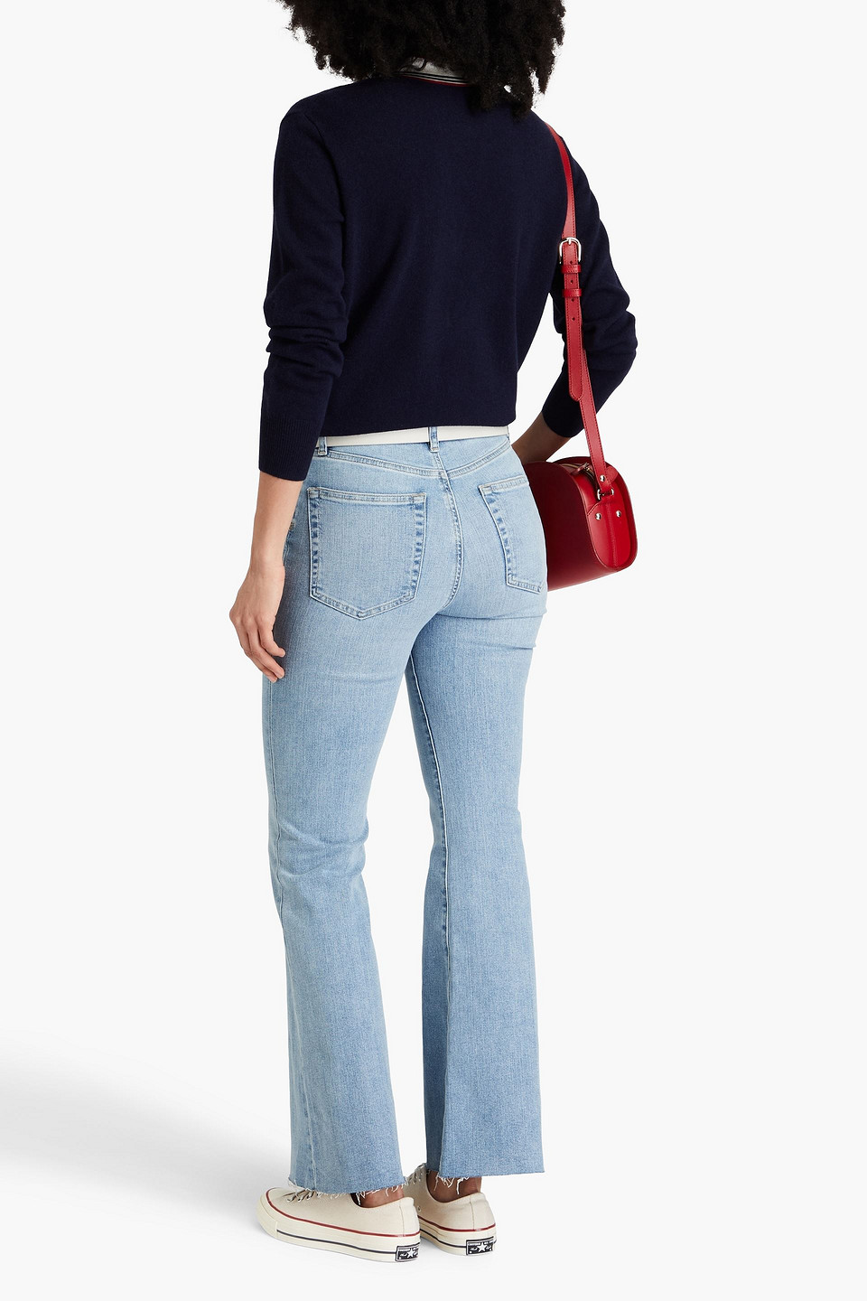 Frame Le Easy Flare Hoch Sitzende Schlagjeans In Hellblauer Denim