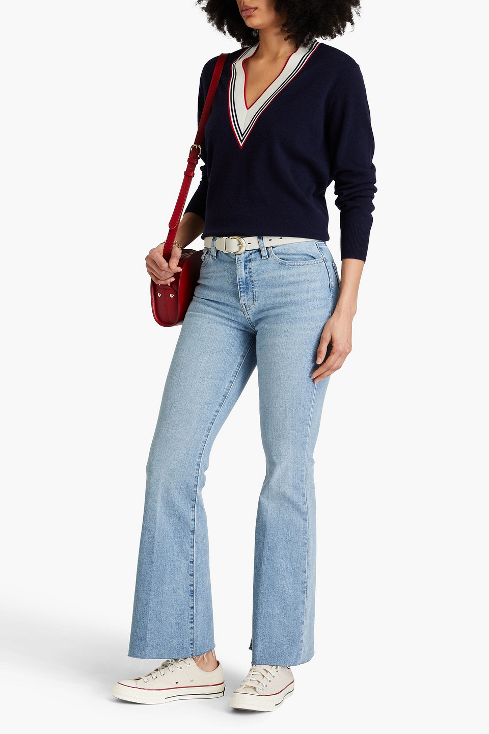 Frame Le Easy Flare Hoch Sitzende Schlagjeans In Hellblauer Denim