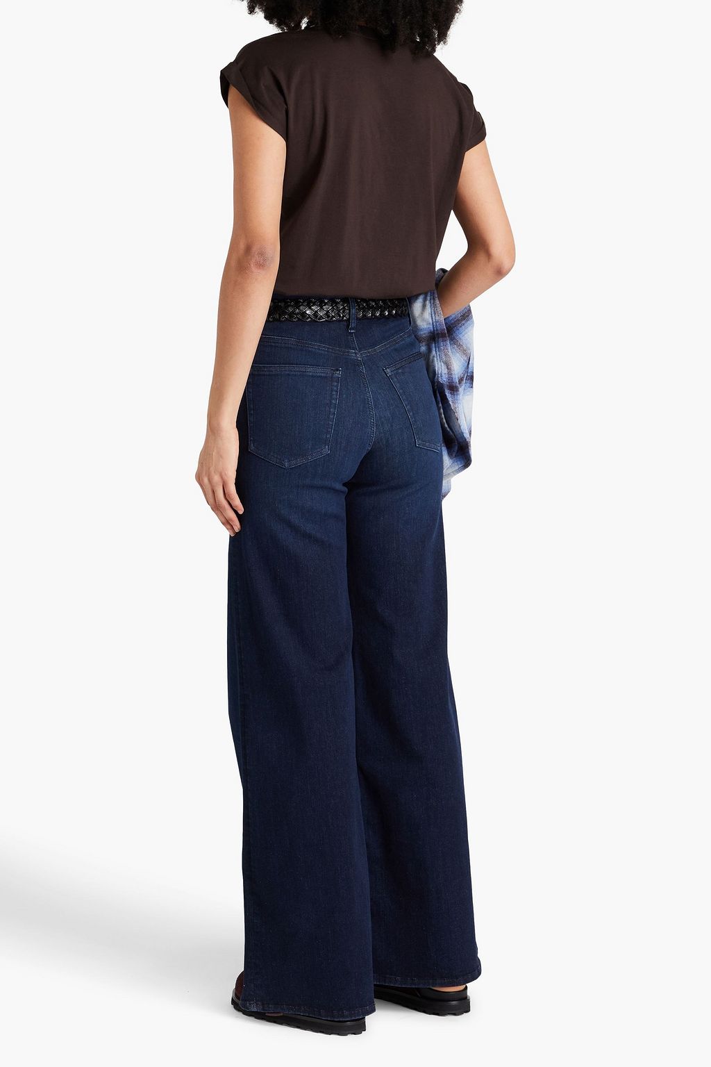FRAME Faded high-rise wide-leg jeans